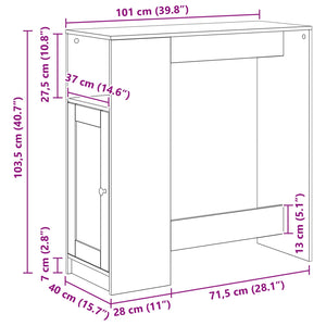 Barbord med hylla Svart Ek 101 x 40 x 103,5 cm Konstruerat trä