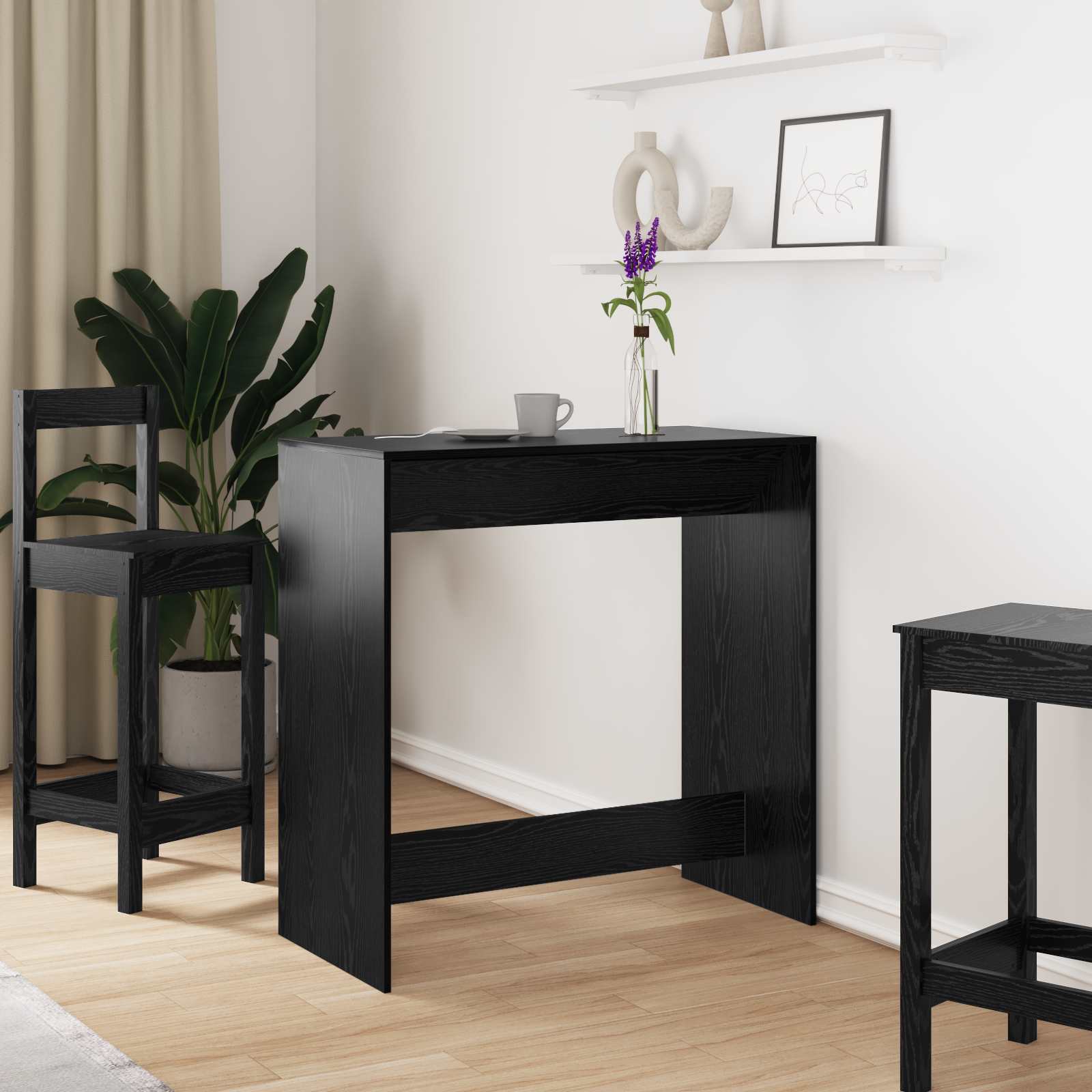 Barbord 102 x 50 x 103,5 cm Konstruerat trä Svart Ek