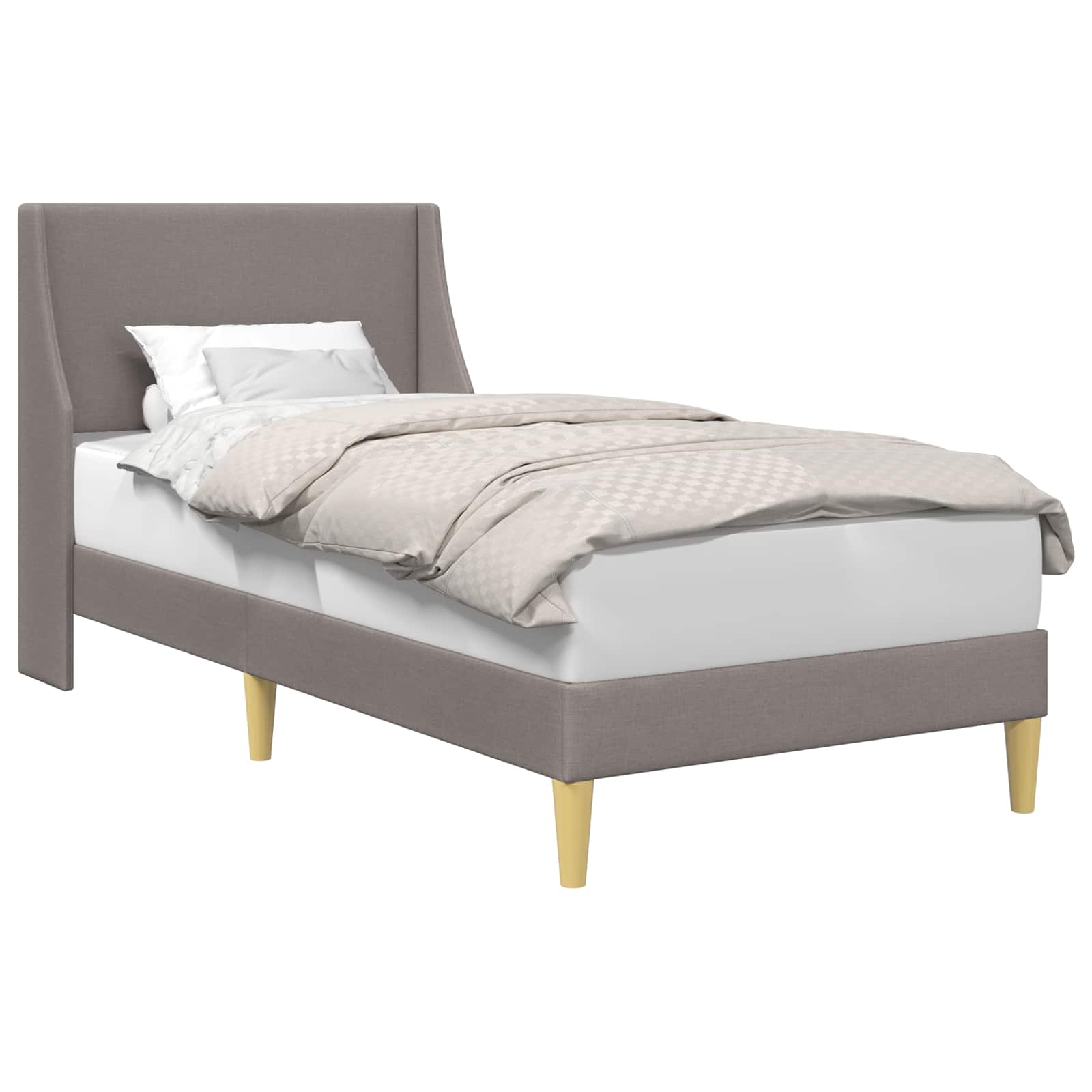 Sängram Enfärgad med huvudgavel Taupe 100 x 200 cm tyg