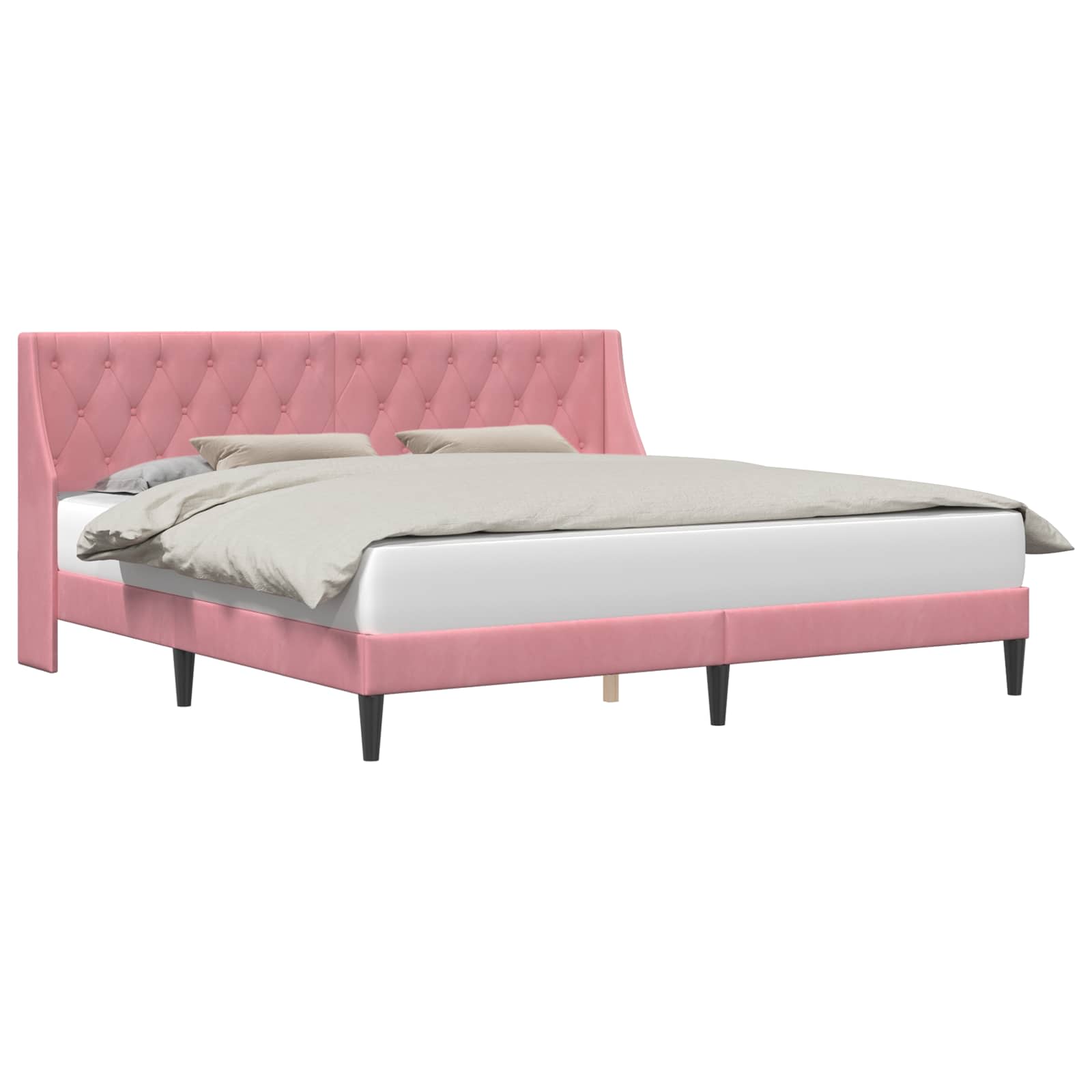 Sängram med huvudgavel Rosa 200 x 200 cm Sammet