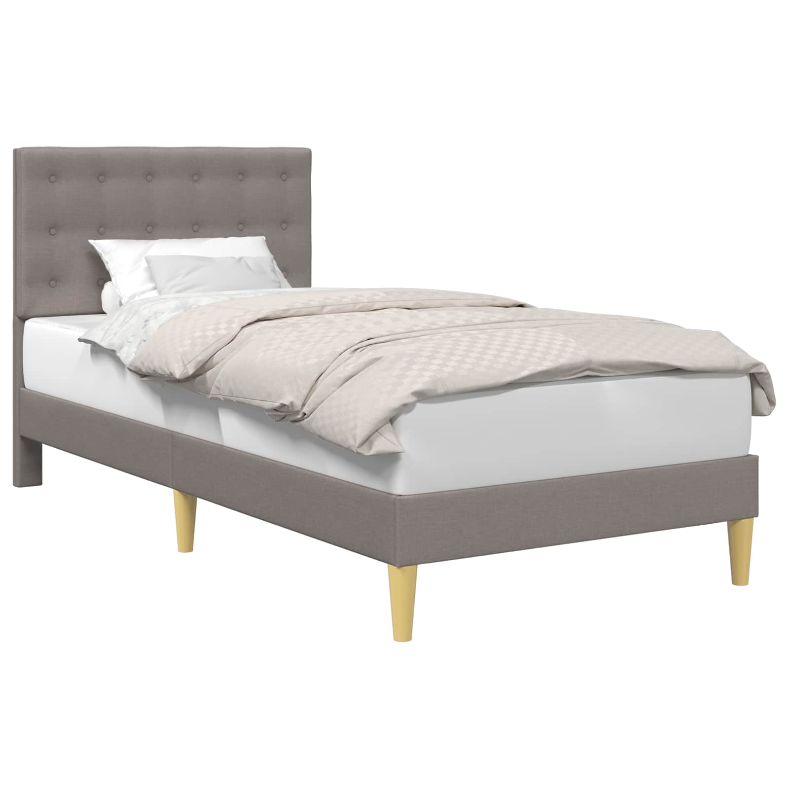 Sängram med huvudgavel Taupe 90 x 190 cm Tyg