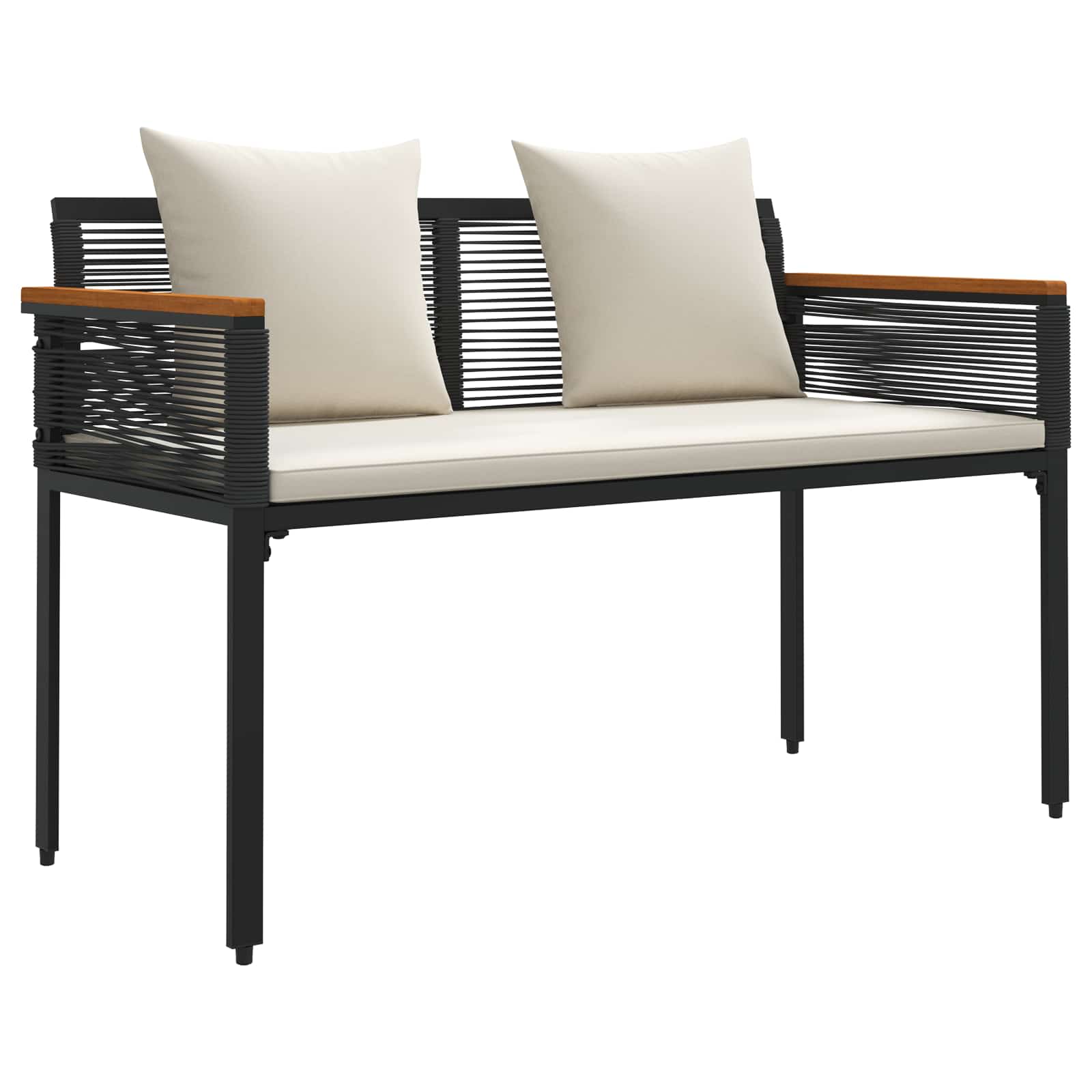 Utomhusbänk Svart och krämvit 117 x 54 x 74.5 cm konstrotting