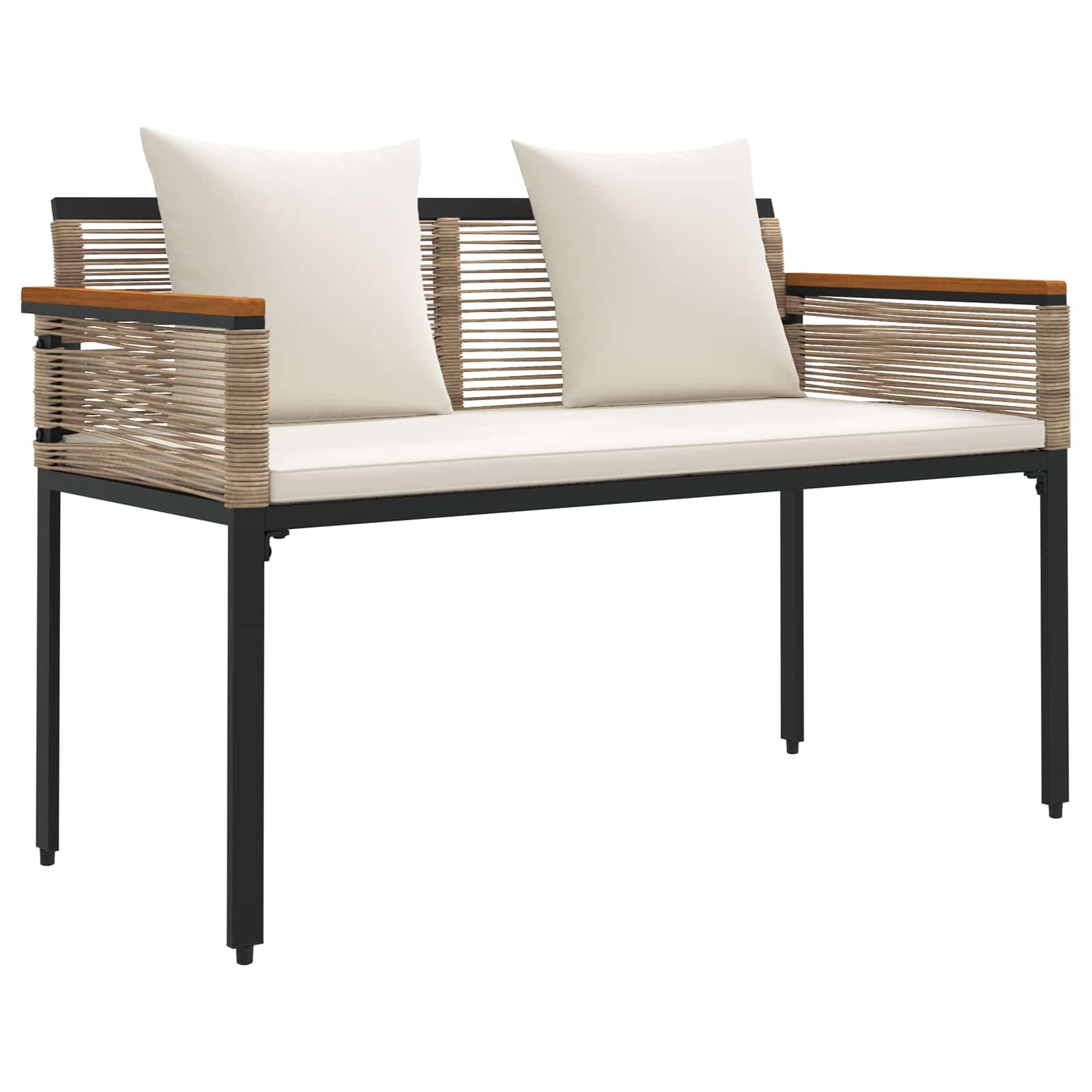 Utomhusbänk Beige och krämvit 117 x 54 x 74.5 cm konstrotting