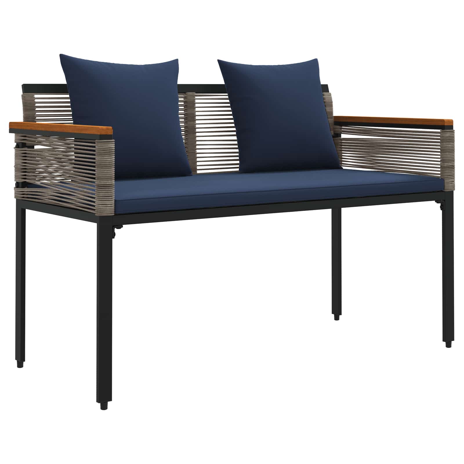 Utomhusbänk Grå och Marinblå 117 x 54 x 74.5 cm konstrotting