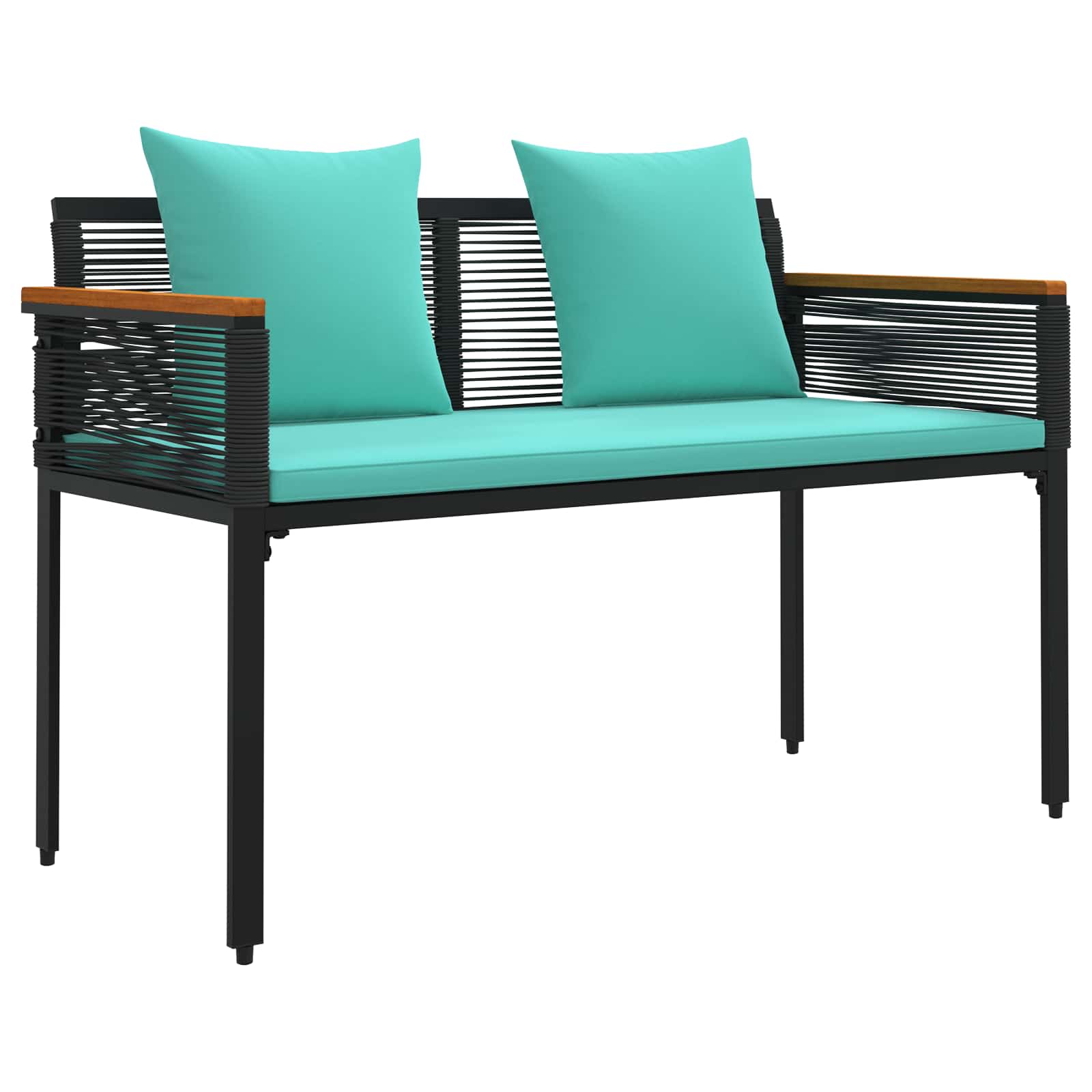 Utomhusbänk Svart och turkos 117 x 54 x 74.5 cm konstrotting