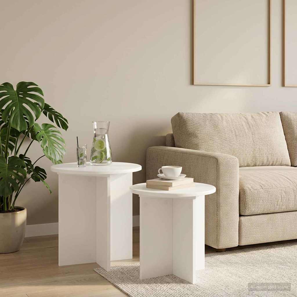 Sidobordsset 2 st Ø 45 x 45 cm Konstruerat trä