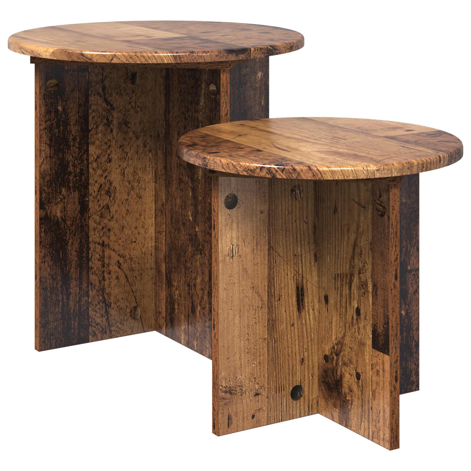 Sidobordsset 2 st Gammalt trä Ø 45 x 45 cm Konstruerat trä