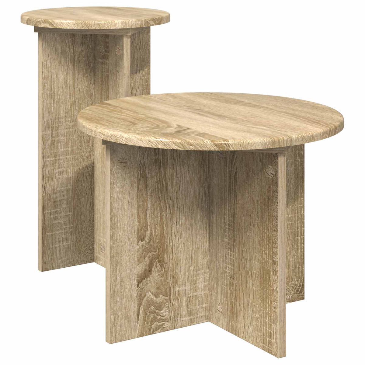 Sidobordsset 2 st Sonoma-ek Ø 45 x 35 cm Konstruerat trä