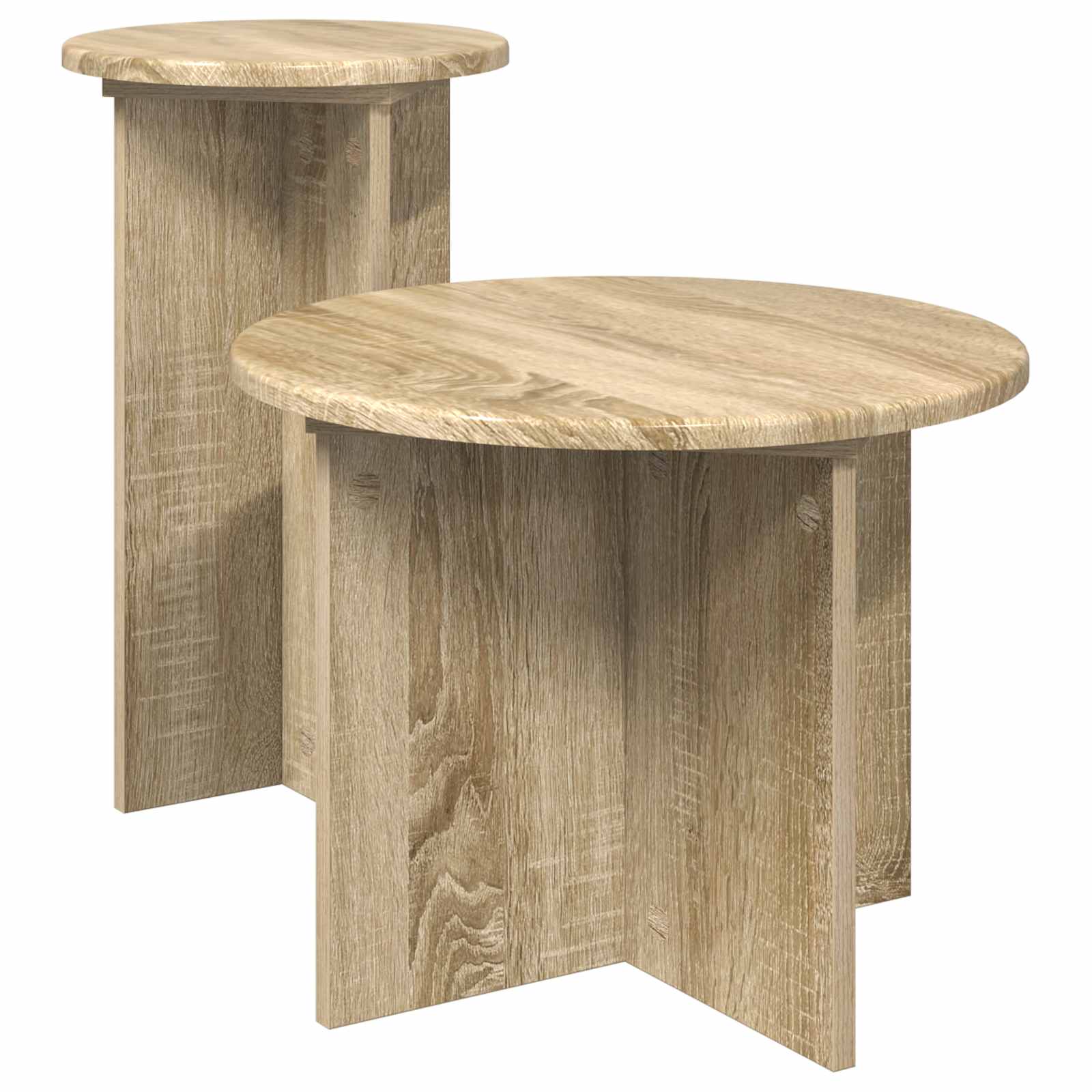 Sidobordsset 2 st Sonoma-ek Ø 45 x 35 cm Konstruerat trä