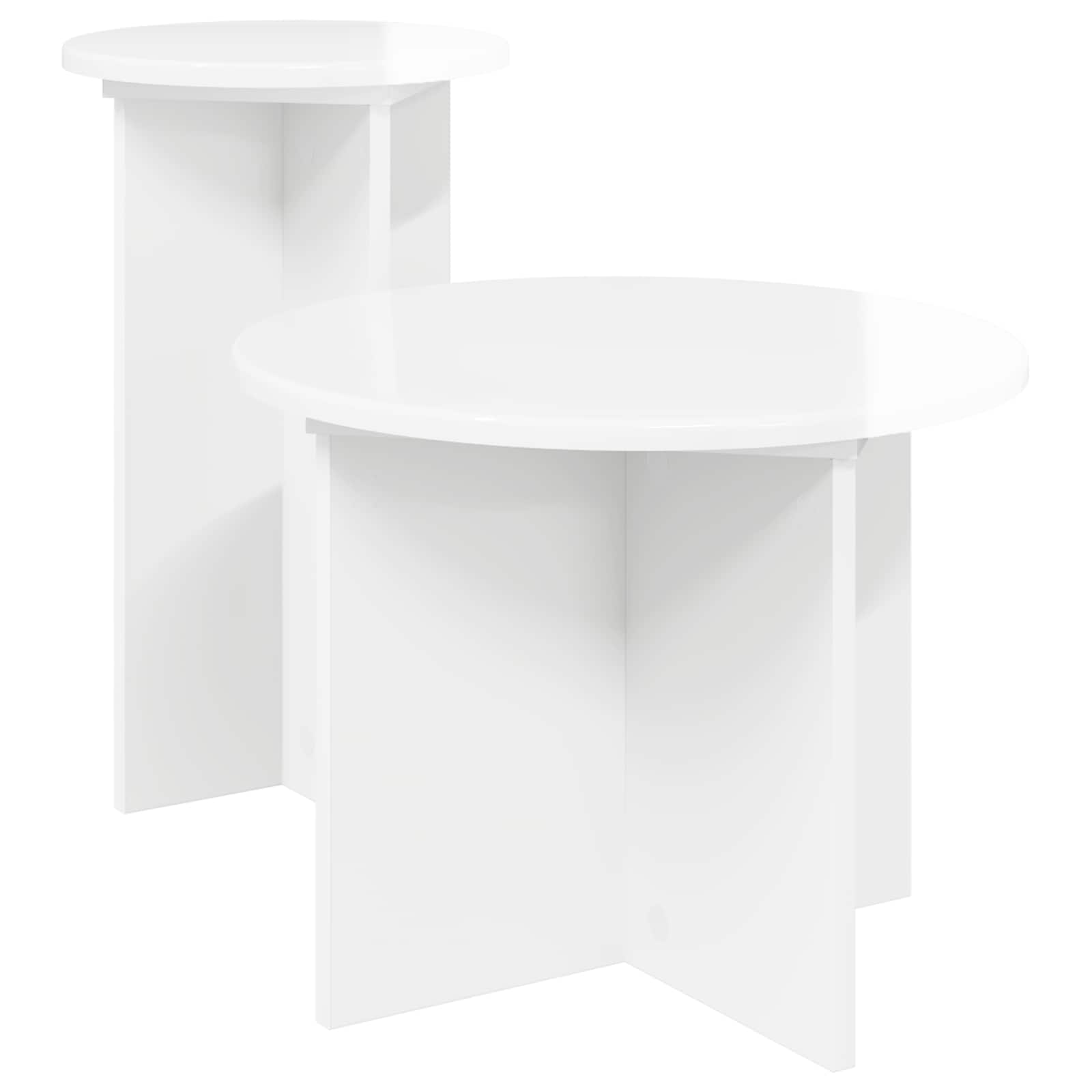 Sidobordsset 2 st Vit högglans Ø 45 x 35 cm Konstruerat trä