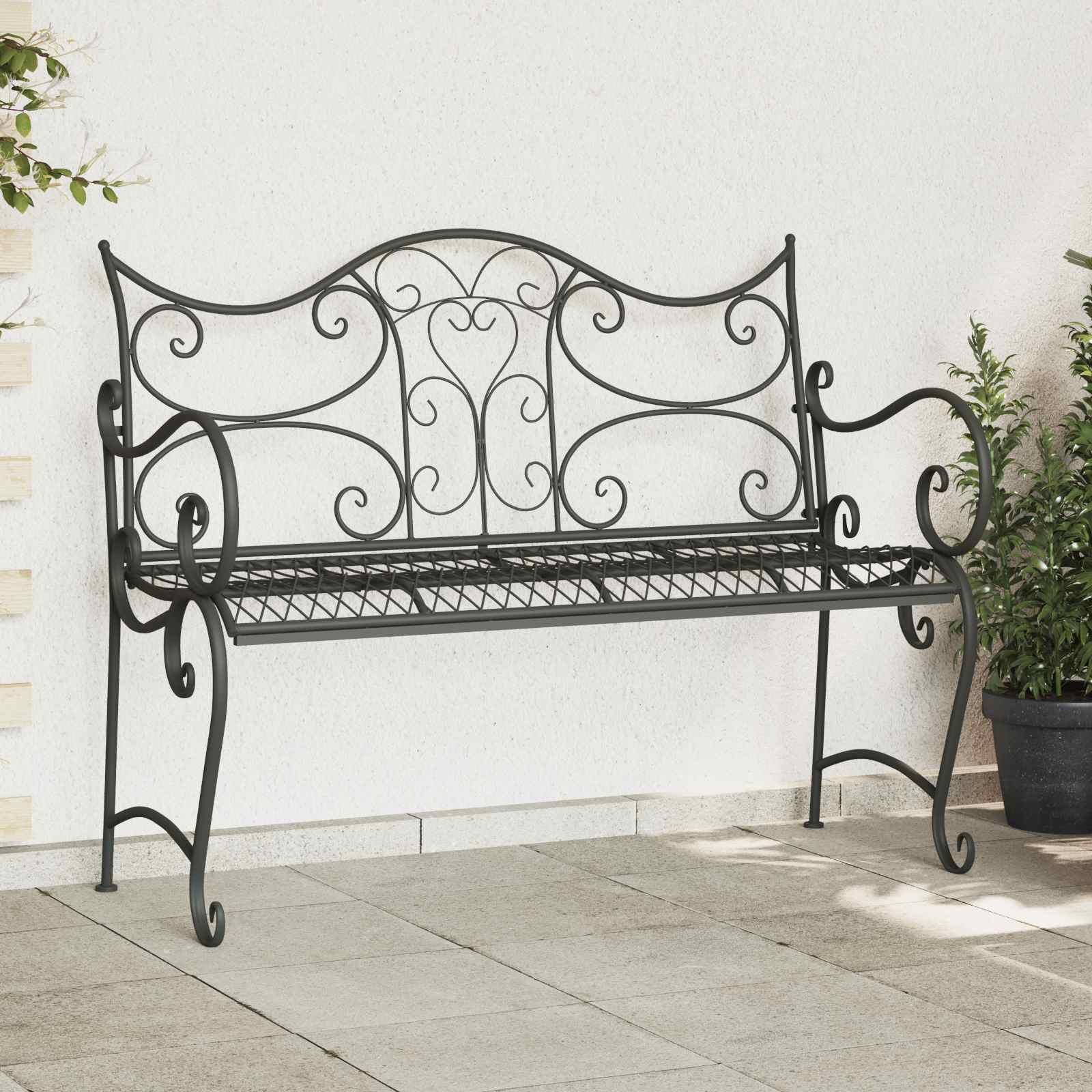 Trädgårdsbänk 2-Antal sittplatser 114 x 56,5 x 90 cm Stål