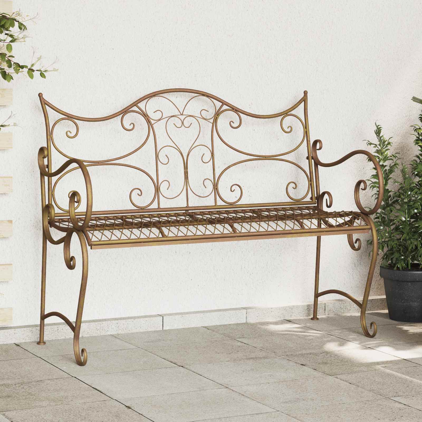 Trädgårdsbänk 2-Antal sittplatser 114 x 56,5 x 90 cm Stål
