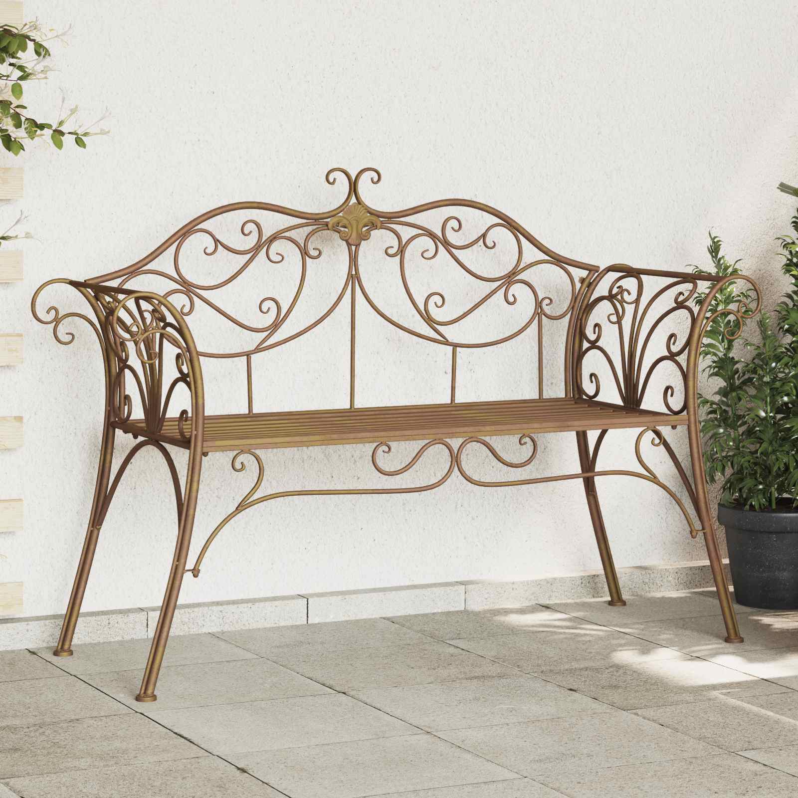 Trädgårdsbänk 2-Antal sittplatser 130 x 47 x 90 cm Stål