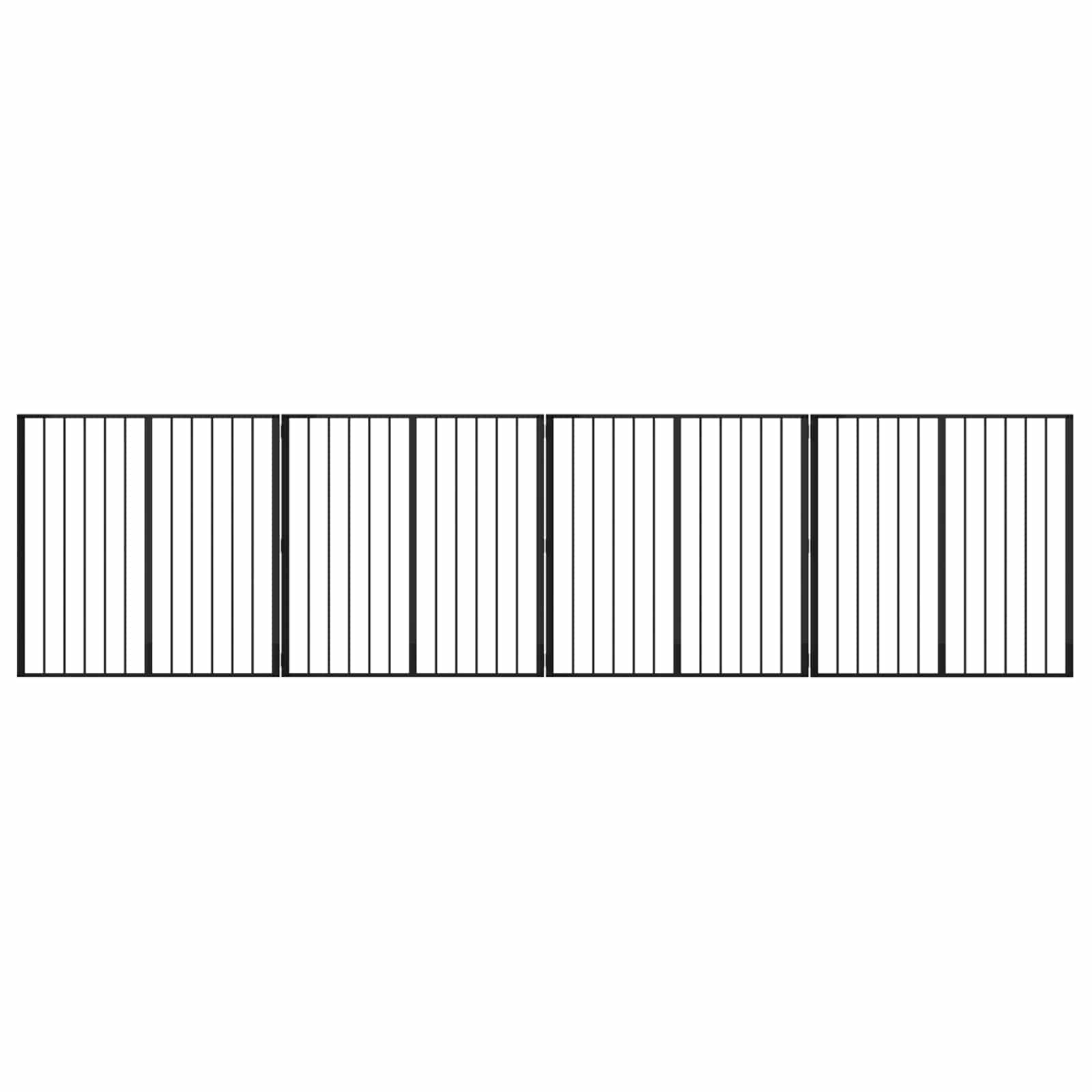 Hundgrind 4 pcs Svart 100 x 100 cm Galvaniserat Stål