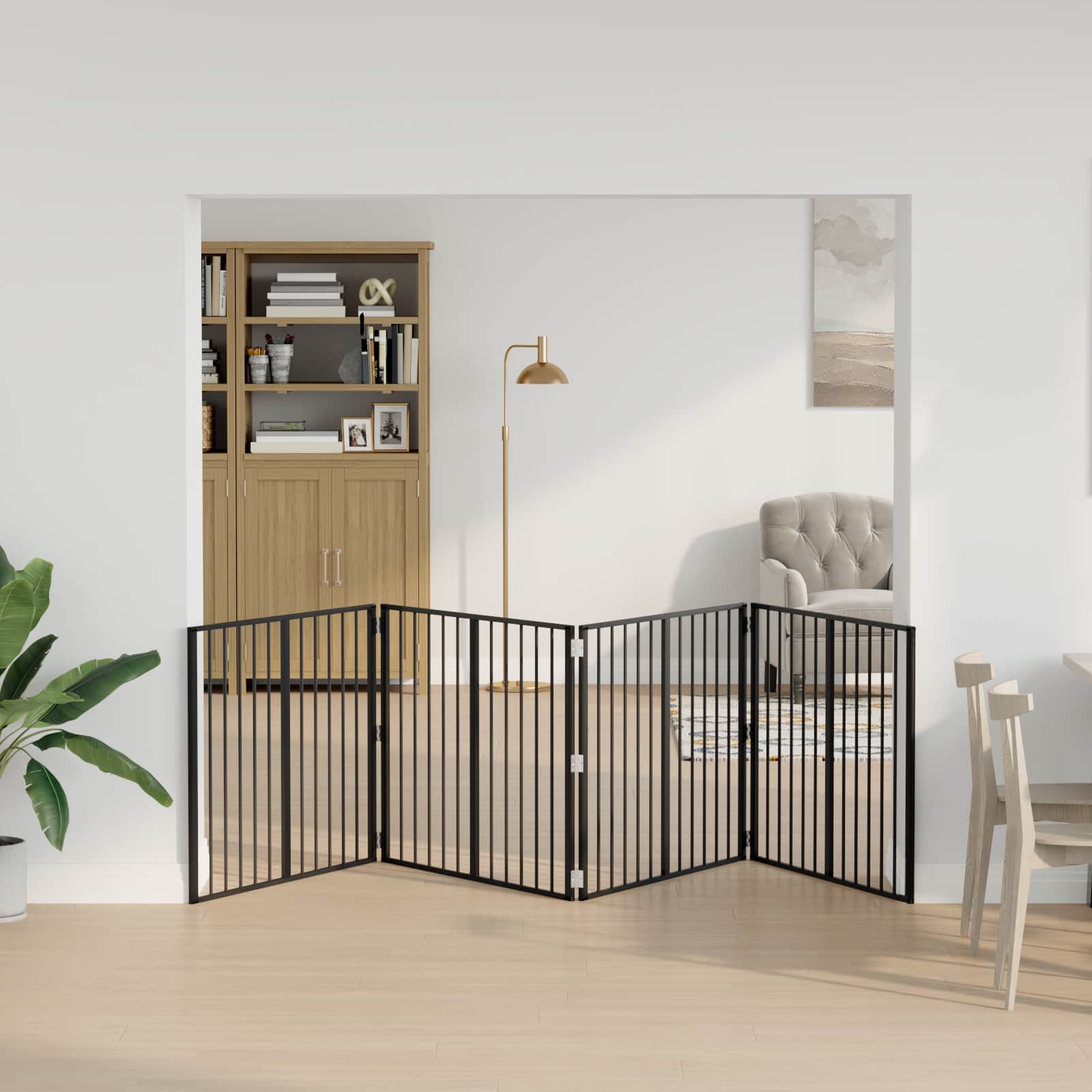 Hundgrind 4 pcs Svart 100 x 80 cm Galvaniserat Stål