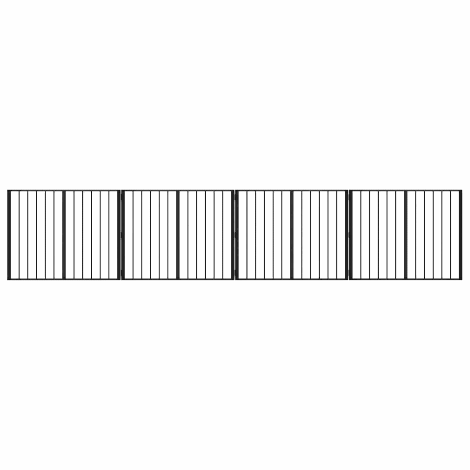 Hundgrind 4 pcs Svart 100 x 80 cm Galvaniserat Stål
