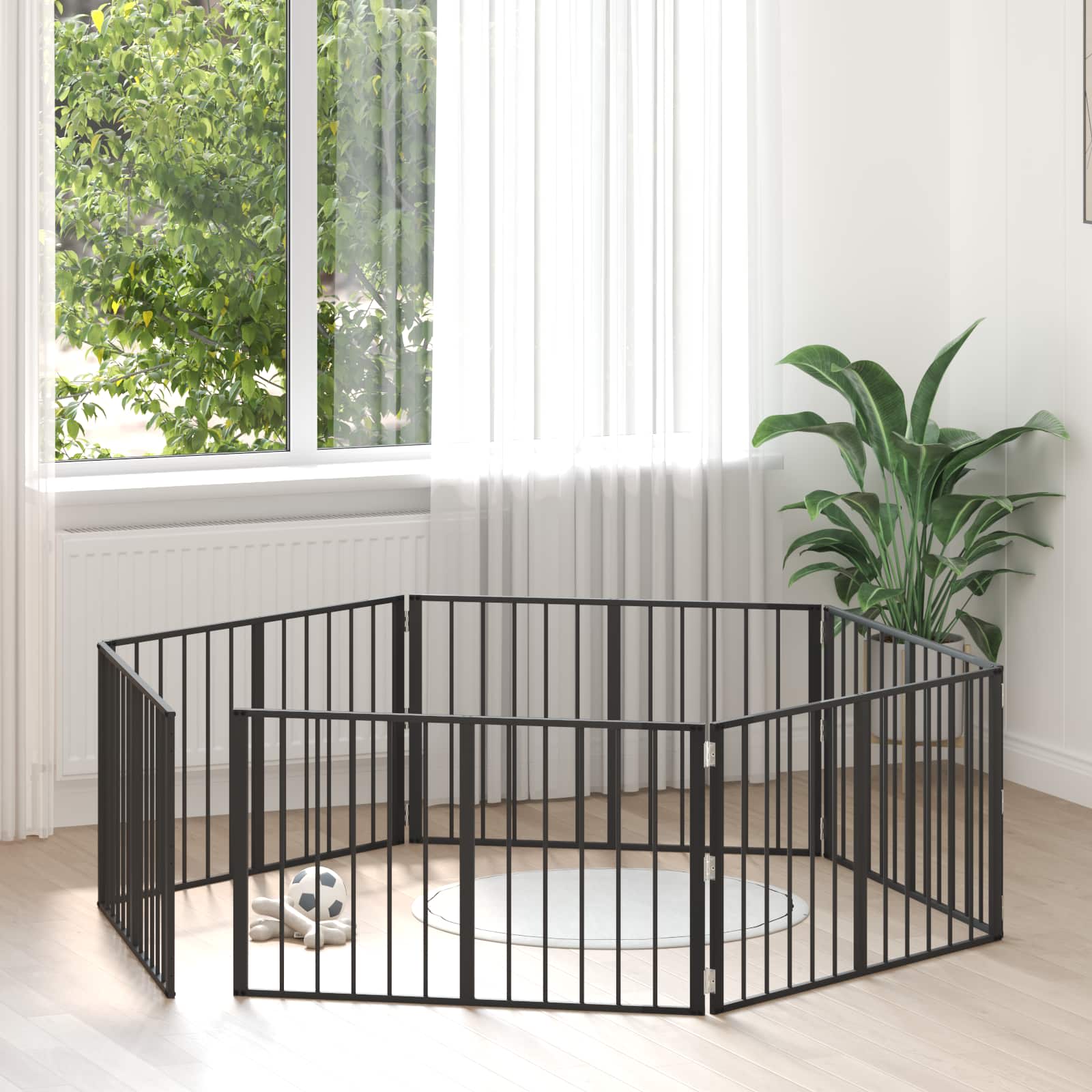 Hundgrind 6 pcs Svart 100 x 60 cm Galvaniserat Stål