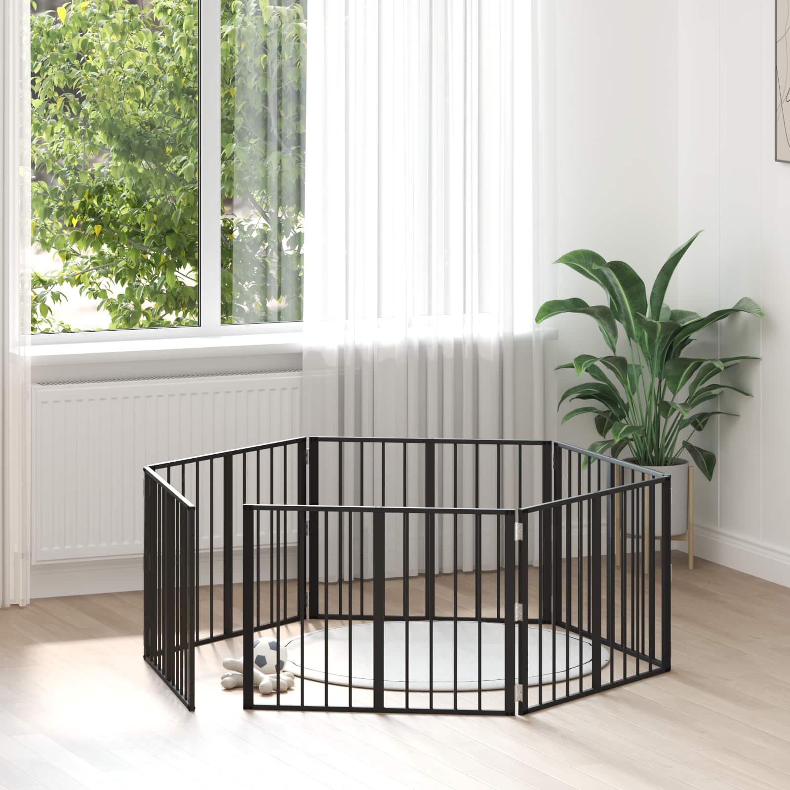 Hundgrind 6 pcs Svart 80 x 60 cm Galvaniserat Stål