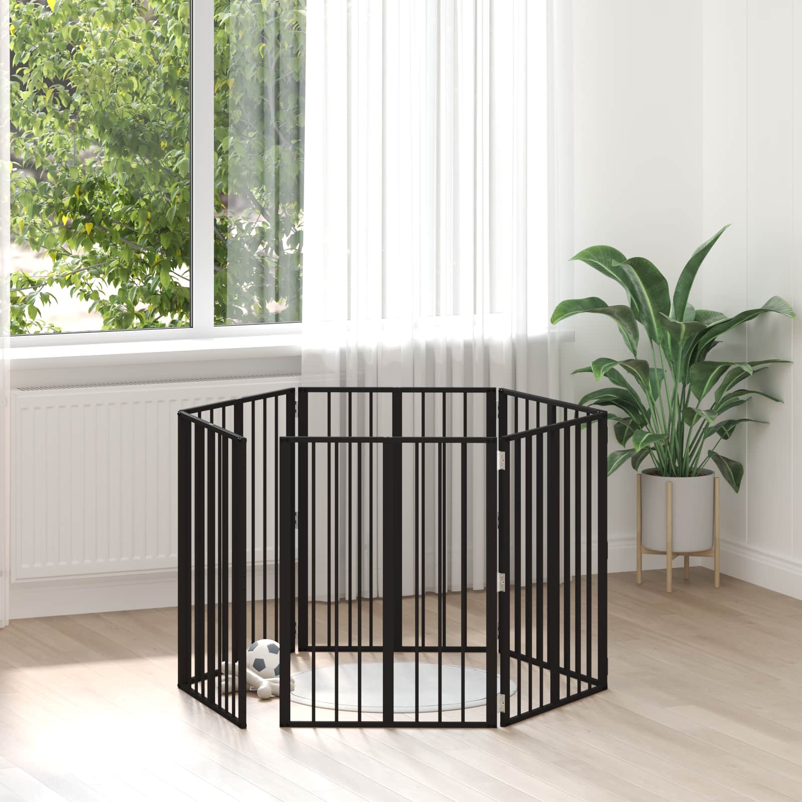 Hundgrind 6 pcs Svart 60 x 80 cm Galvaniserat Stål