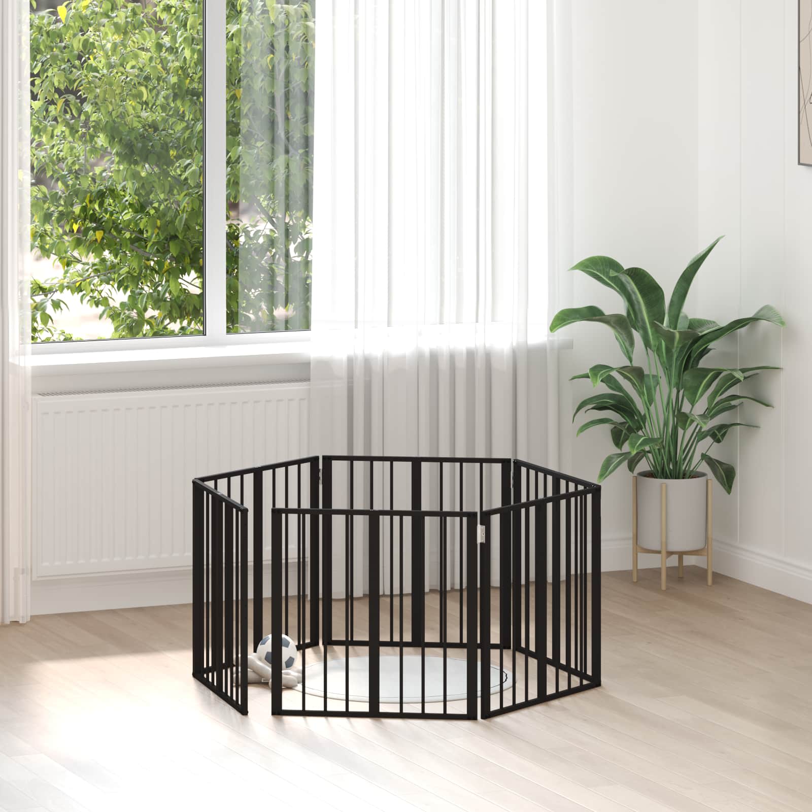 Hundgrind 6 pcs Svart 60 x 60 cm Galvaniserat Stål