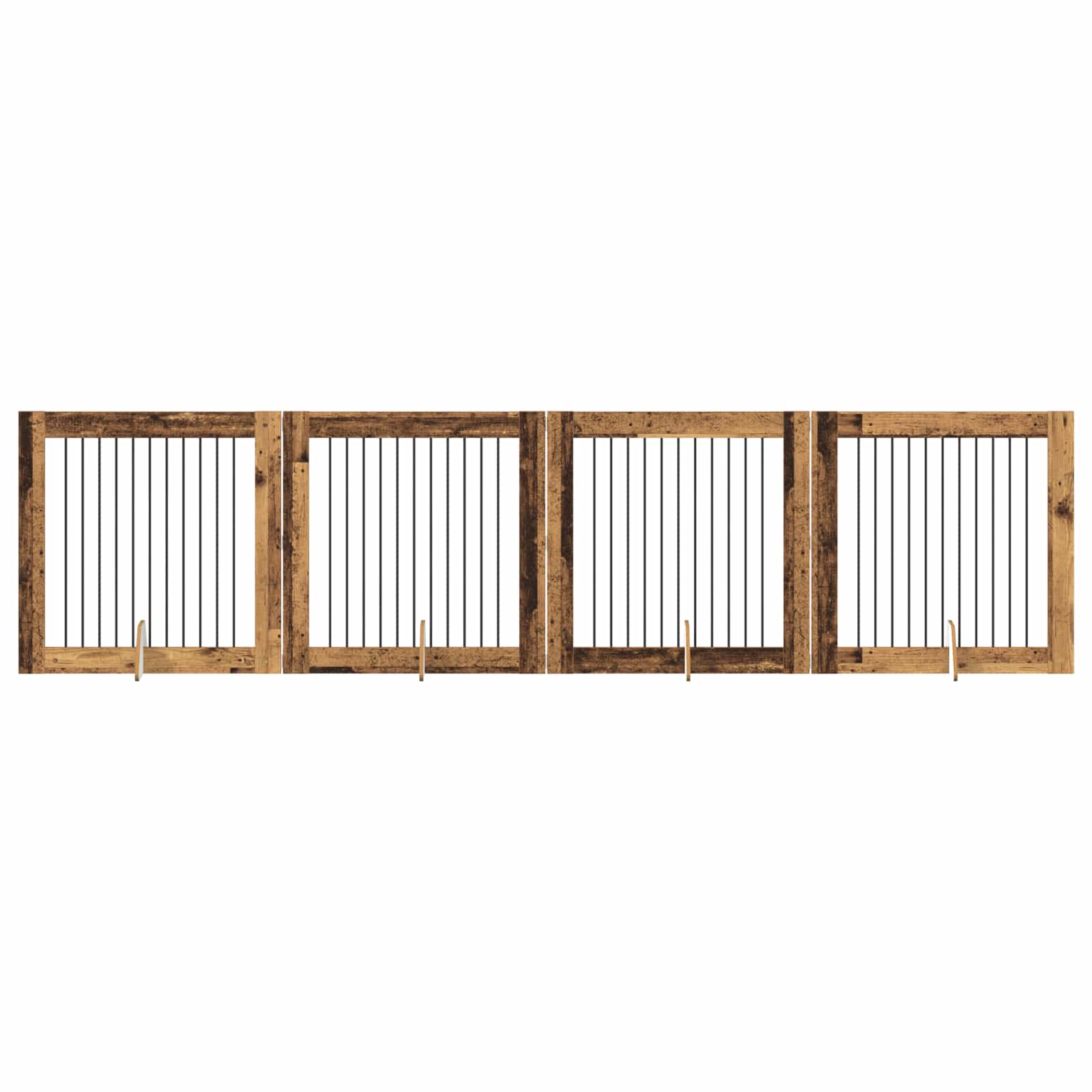 Fällbar hundgrind med stativ 4 pcs Gammalt trä 401 cm