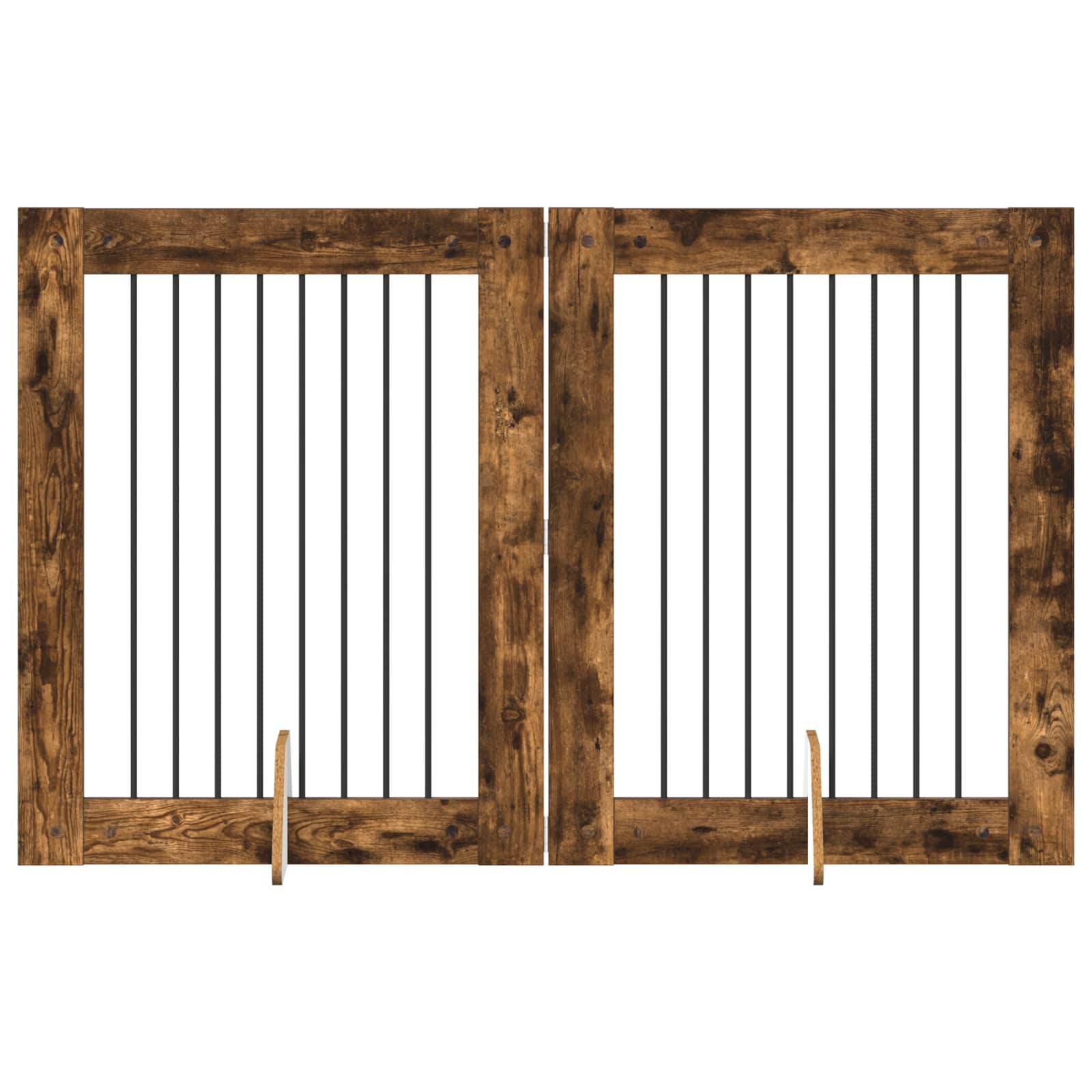 Fällbar hundgrind med stativ 2 pcs Rökt ek 160,5 cm