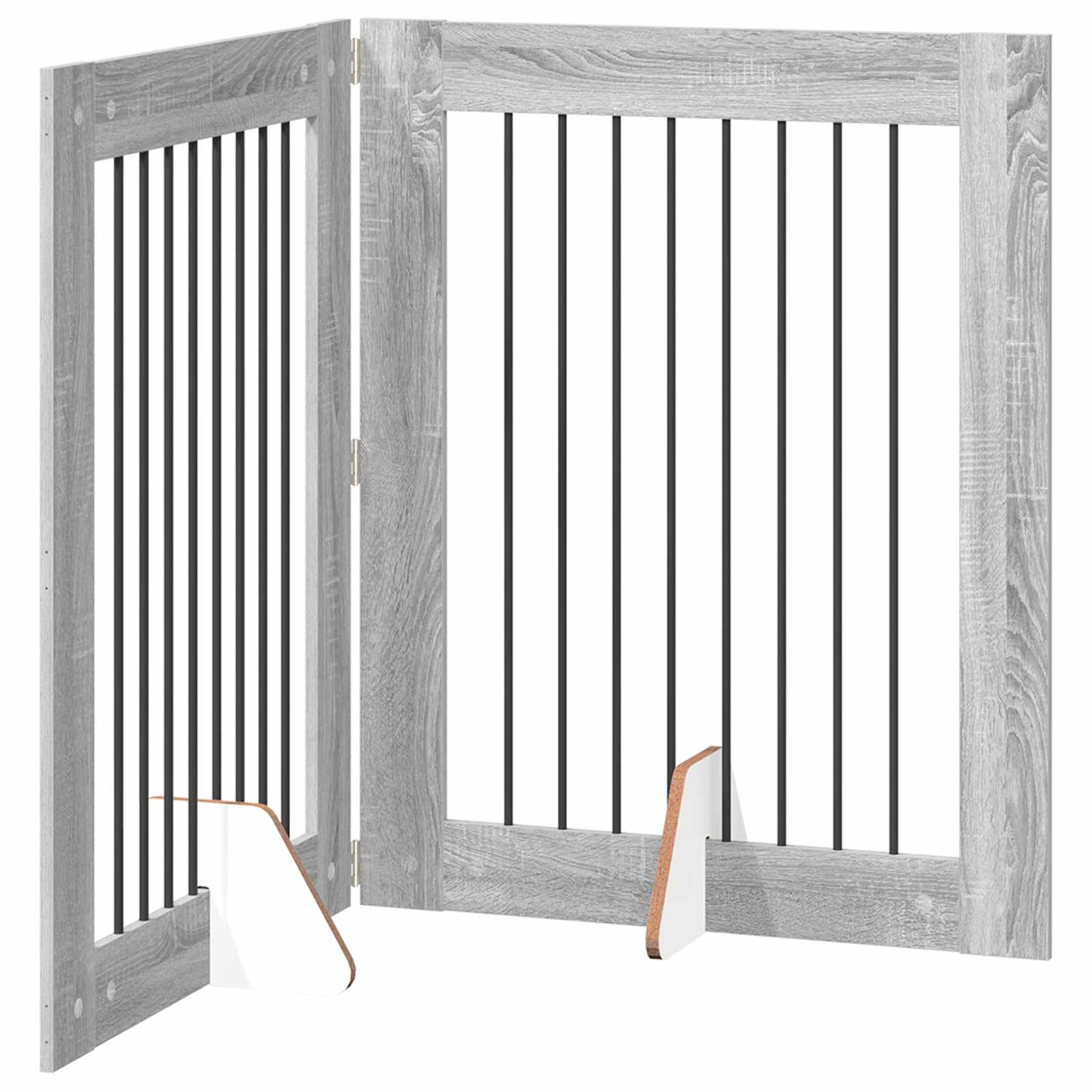 Fällbar hundgrind med stativ 2 pcs Grå sonoma-ek 160,5 cm
