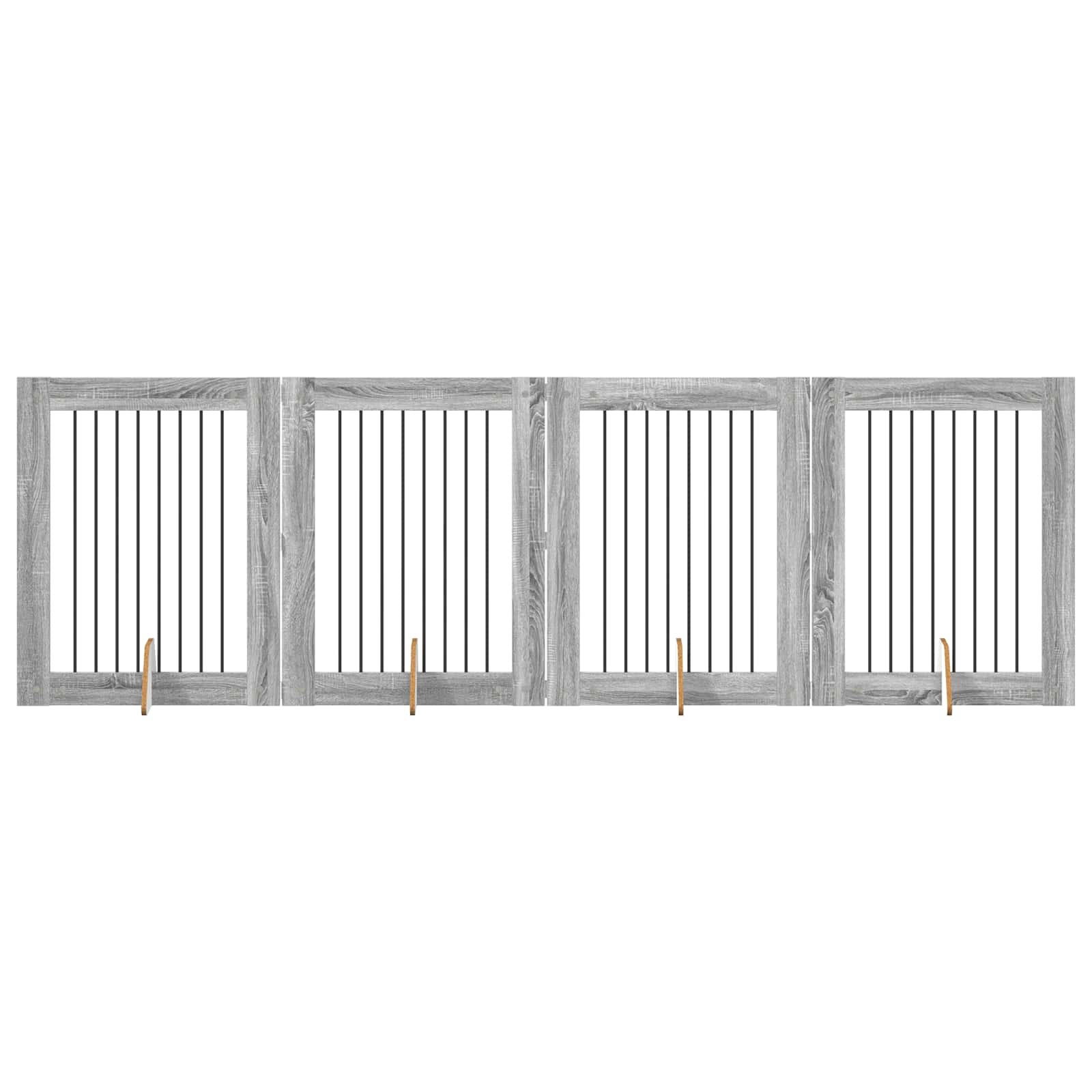 Fällbar hundgrind med stativ 4 pcs Grå sonoma-ek 321 cm