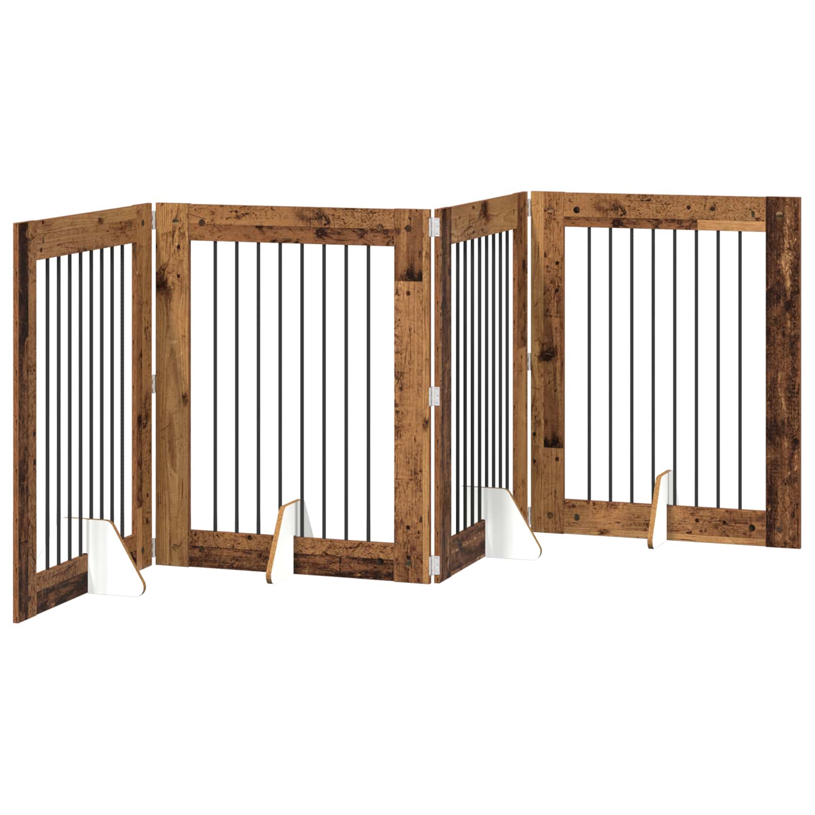 Fällbar hundgrind med stativ 4 pcs Gammalt trä 321 cm