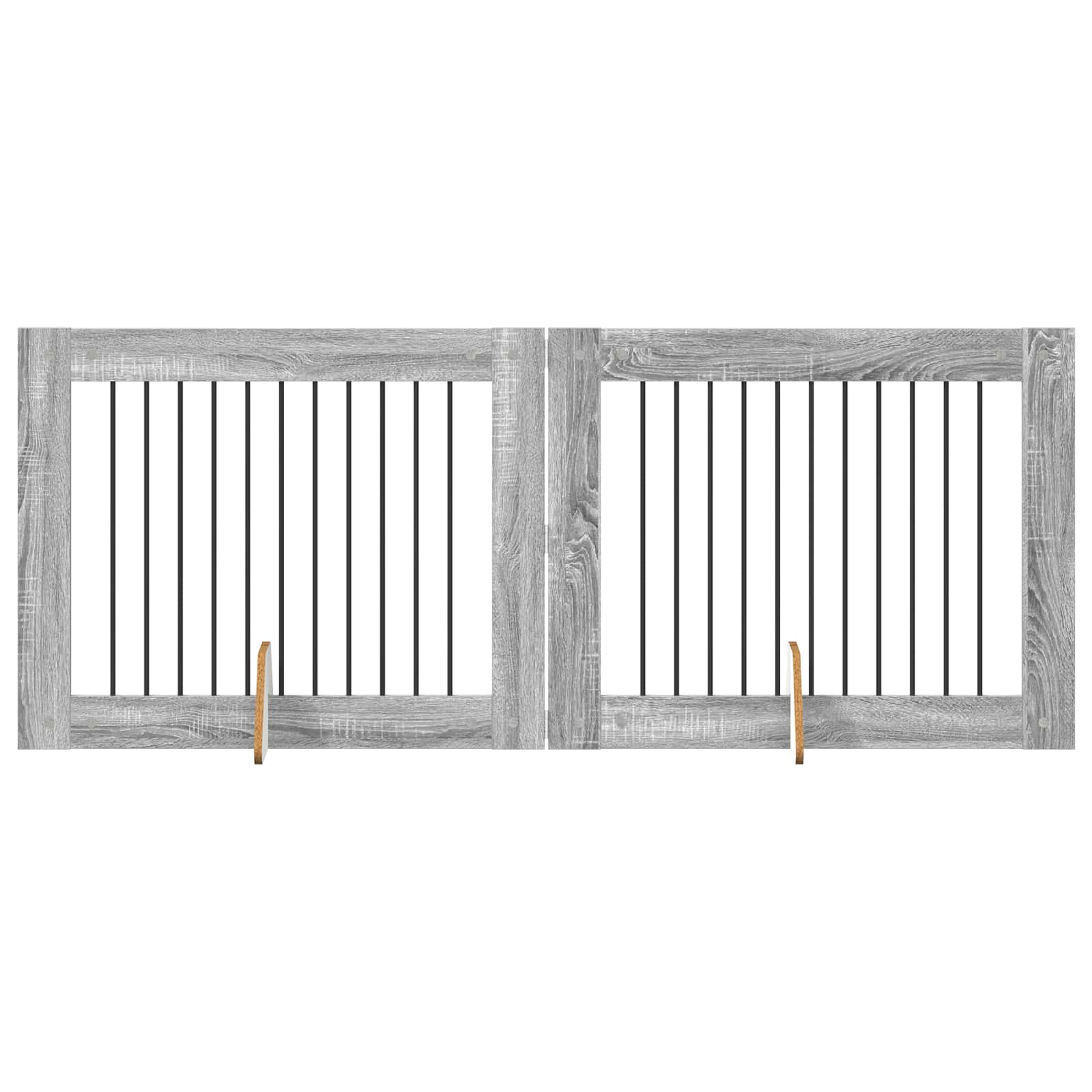 Fällbar hundgrind med stativ 2 pcs Grå sonoma-ek 200,5 cm