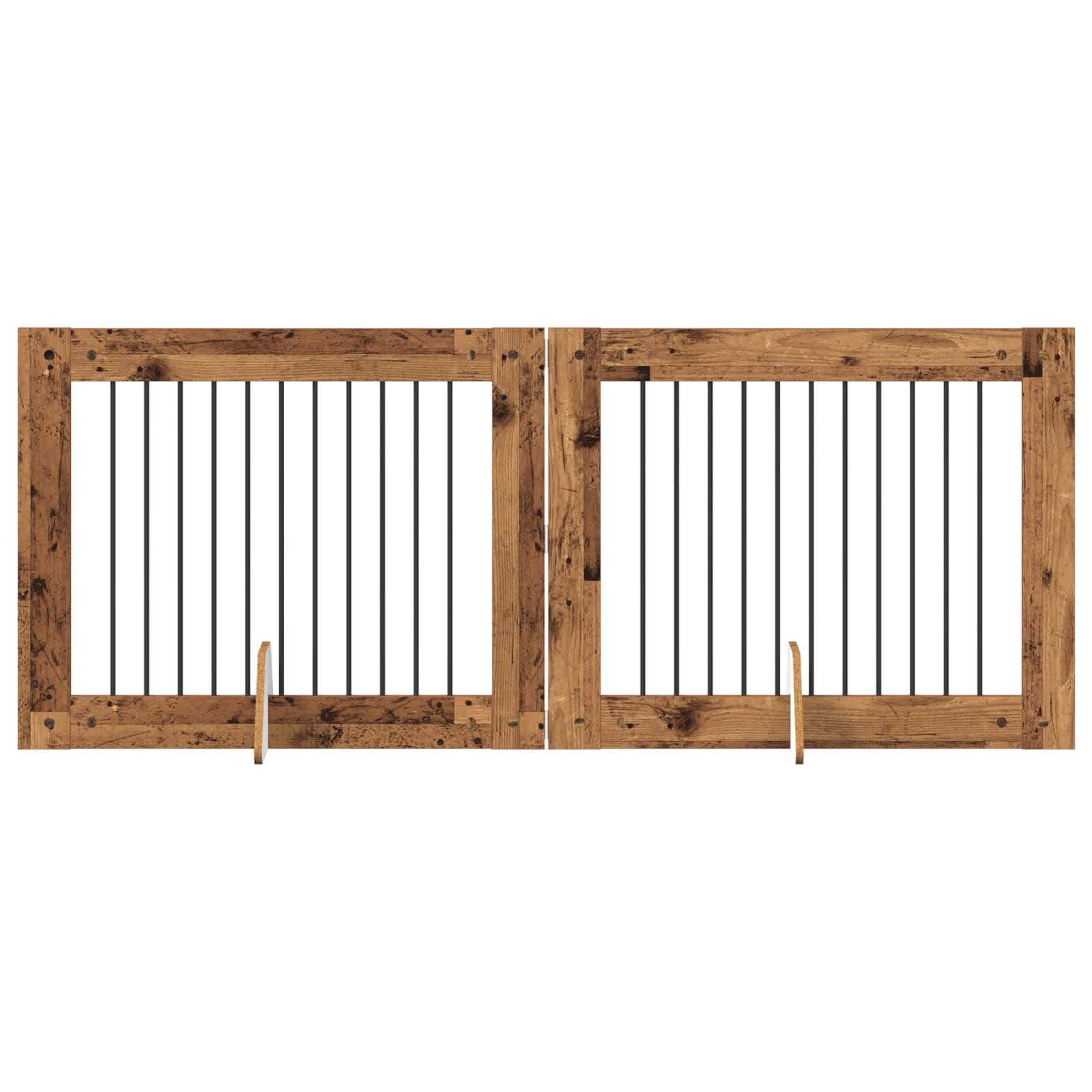 Fällbar hundgrind med stativ 2 pcs Gammalt trä 200,5 cm