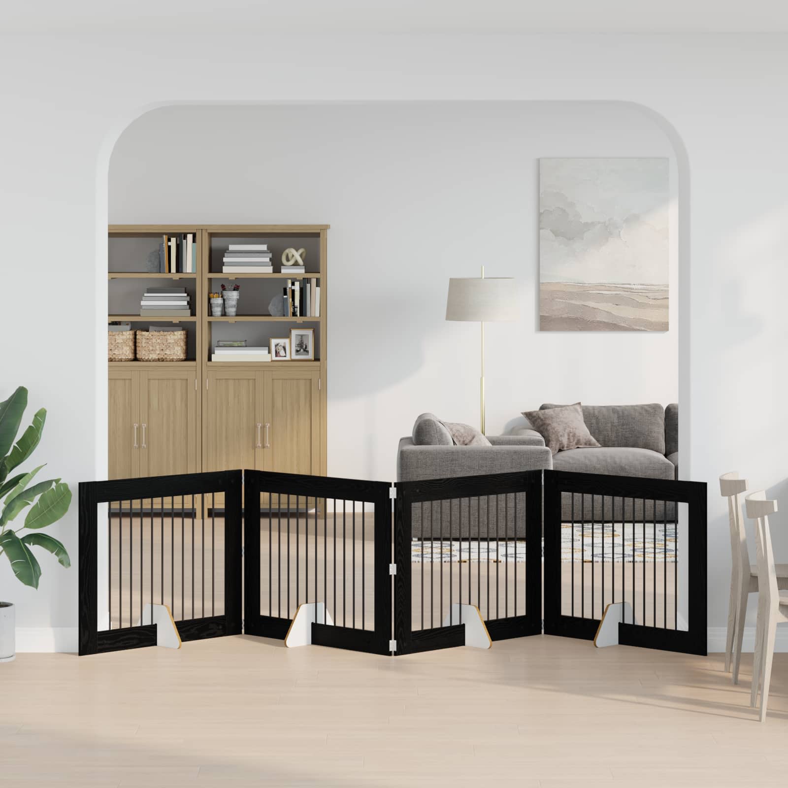 Fällbar hundgrind med stativ 4 pcs Svart ek 401 cm