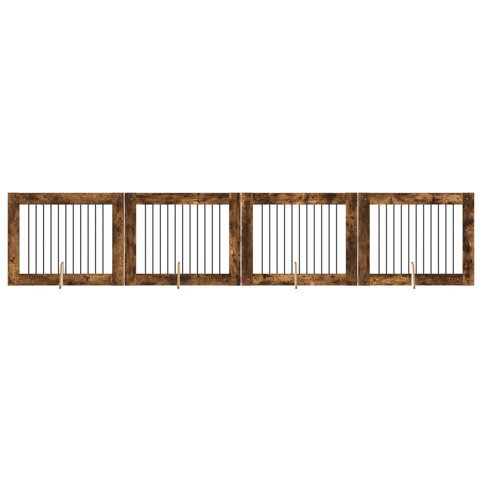Fällbar hundgrind med stativ 4 pcs Rökt ek 401 cm