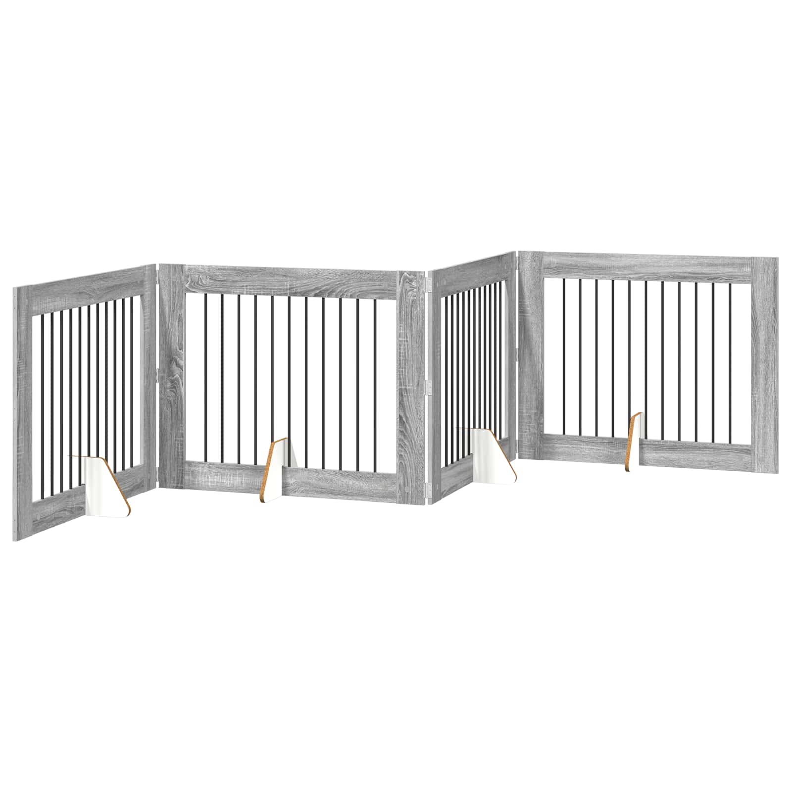 Fällbar hundgrind med stativ 4 pcs Grå sonoma-ek 401 cm
