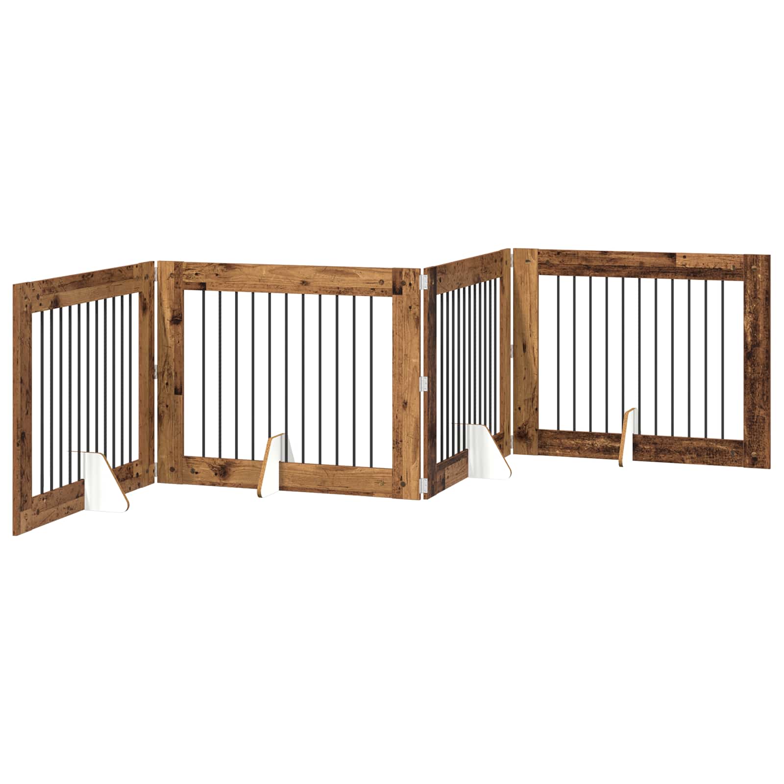 Fällbar hundgrind med stativ 4 pcs Gammalt trä 401 cm