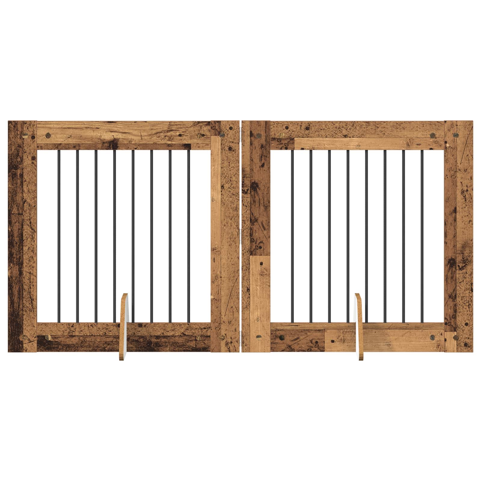 Fällbar hundgrind med stativ 2 pcs Gammalt trä 160,5 cm