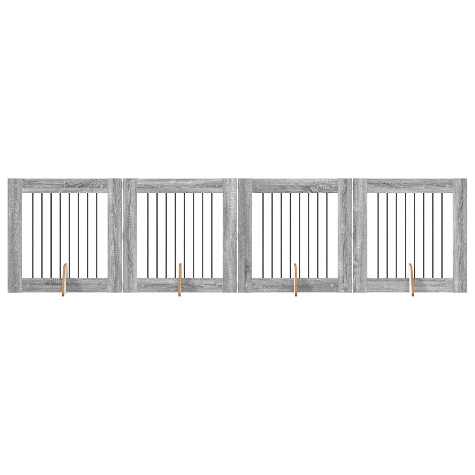 Fällbar hundgrind med stativ 4 pcs Grå sonoma-ek 321 cm