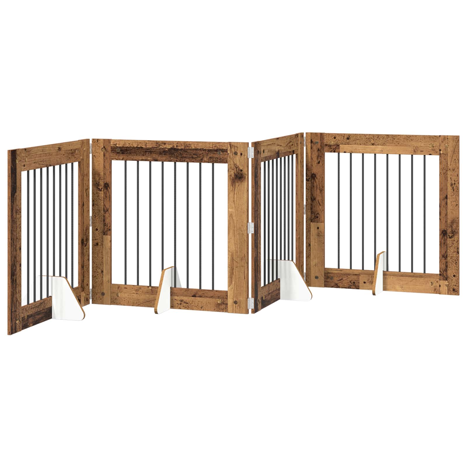 Fällbar hundgrind med stativ 4 pcs Gammalt trä 321 cm