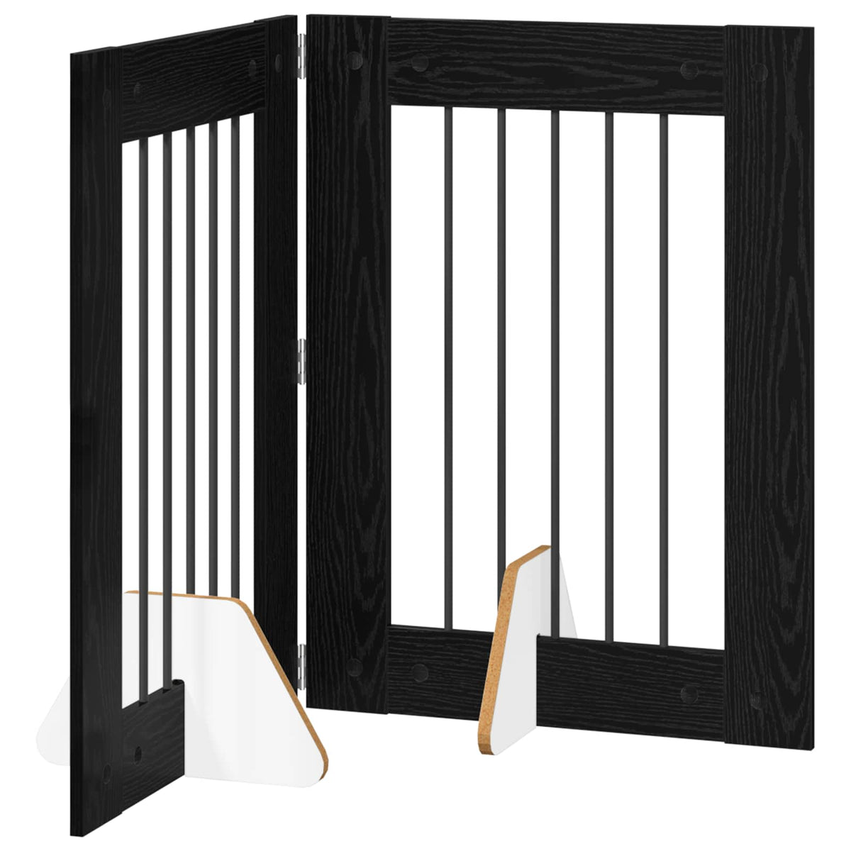 Fällbar hundgrind med stativ 2 st Svart ek 120,5 cm