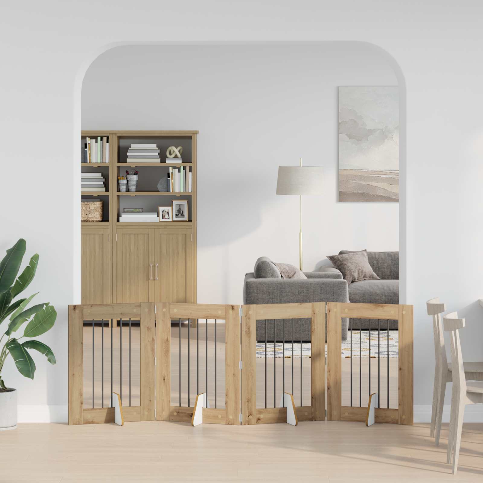 Fällbar hundgrind med stativ 4 pcs Artisan-ek 241 cm