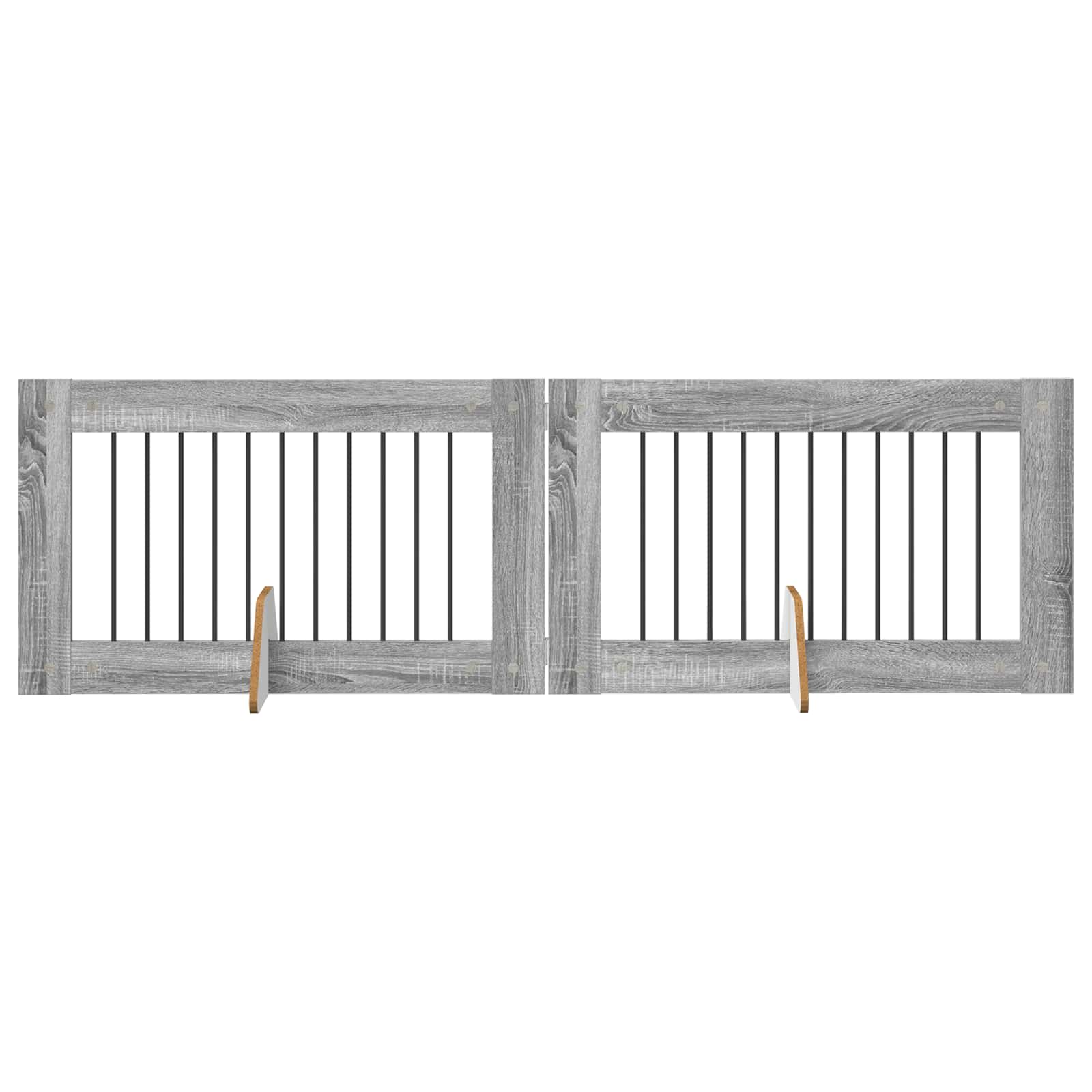 Fällbar hundgrind med stativ 2 pcs Grå sonoma-ek 200,5 cm