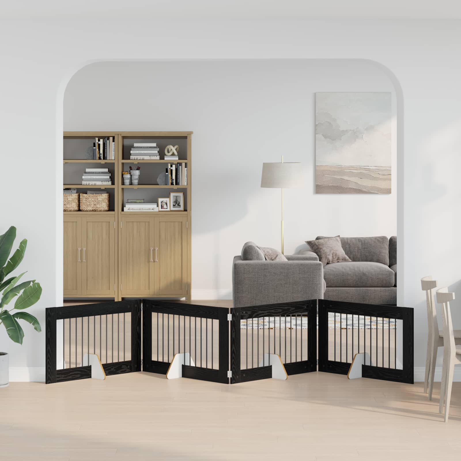 Fällbar hundgrind med stativ 4 pcs Svart ek 401 cm