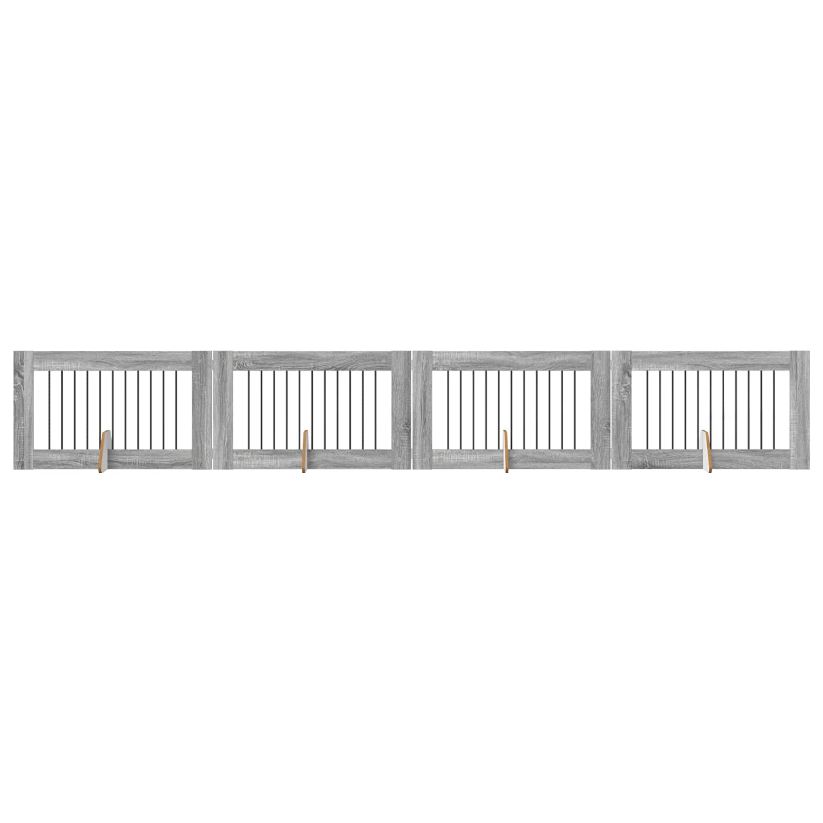 Fällbar hundgrind med stativ 4 pcs Grå sonoma-ek 401 cm