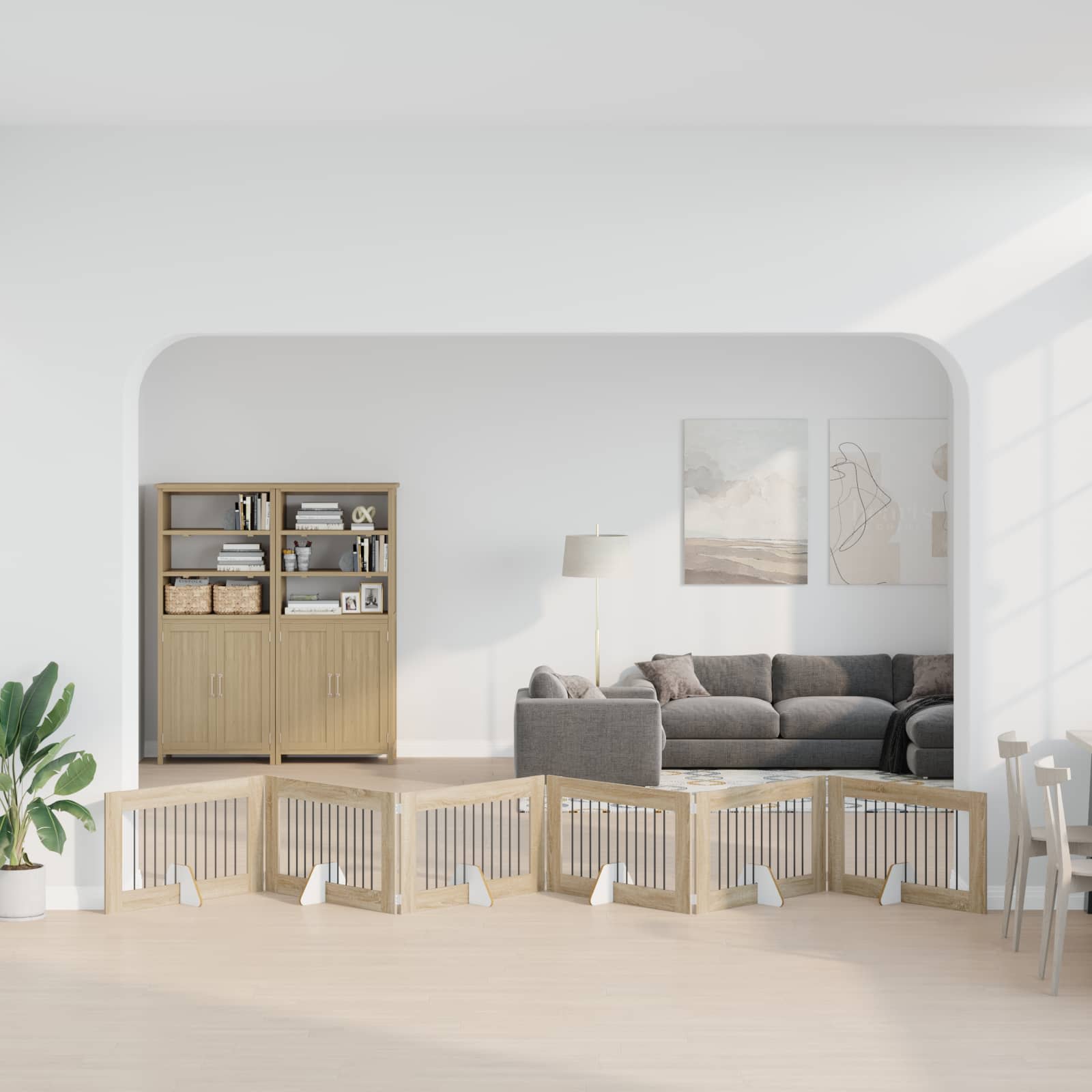 Fällbar hundgrind med stativ 6 pcs Sonoma-ek 602 cm