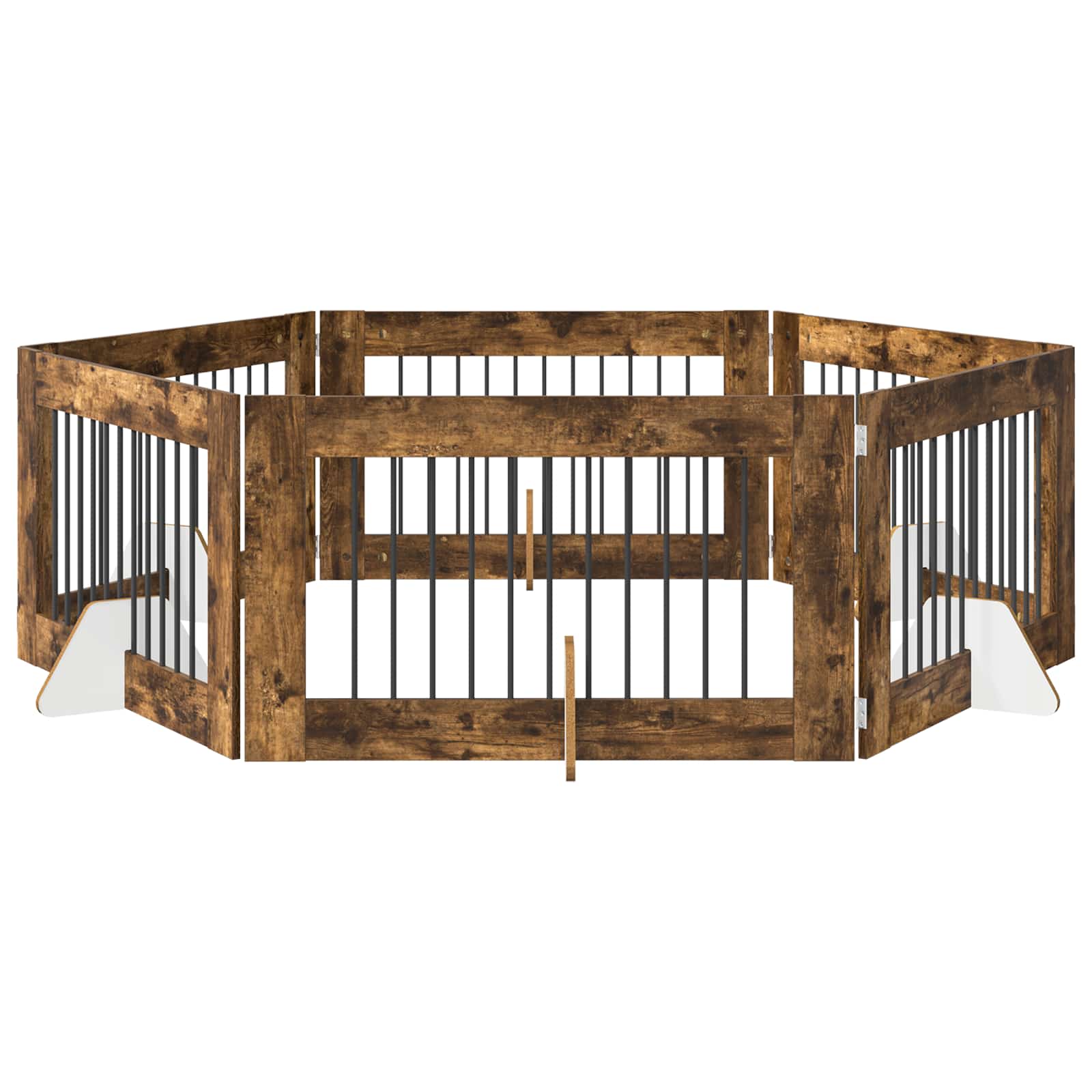 Fällbar hundgrind med stativ 6 pcs Rökt ek 602 cm