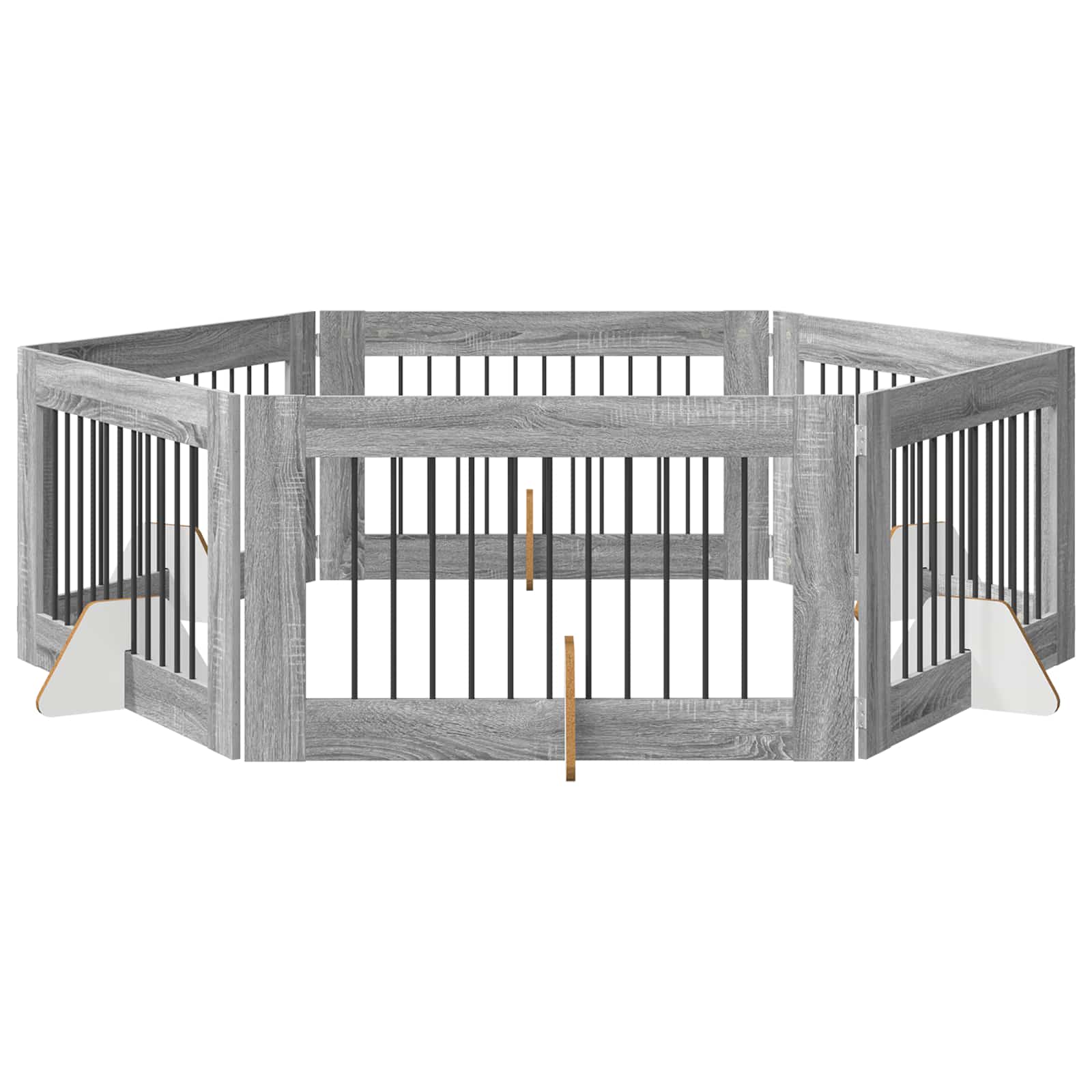 Fällbar hundgrind med stativ 6 pcs Grå sonoma-ek 602 cm