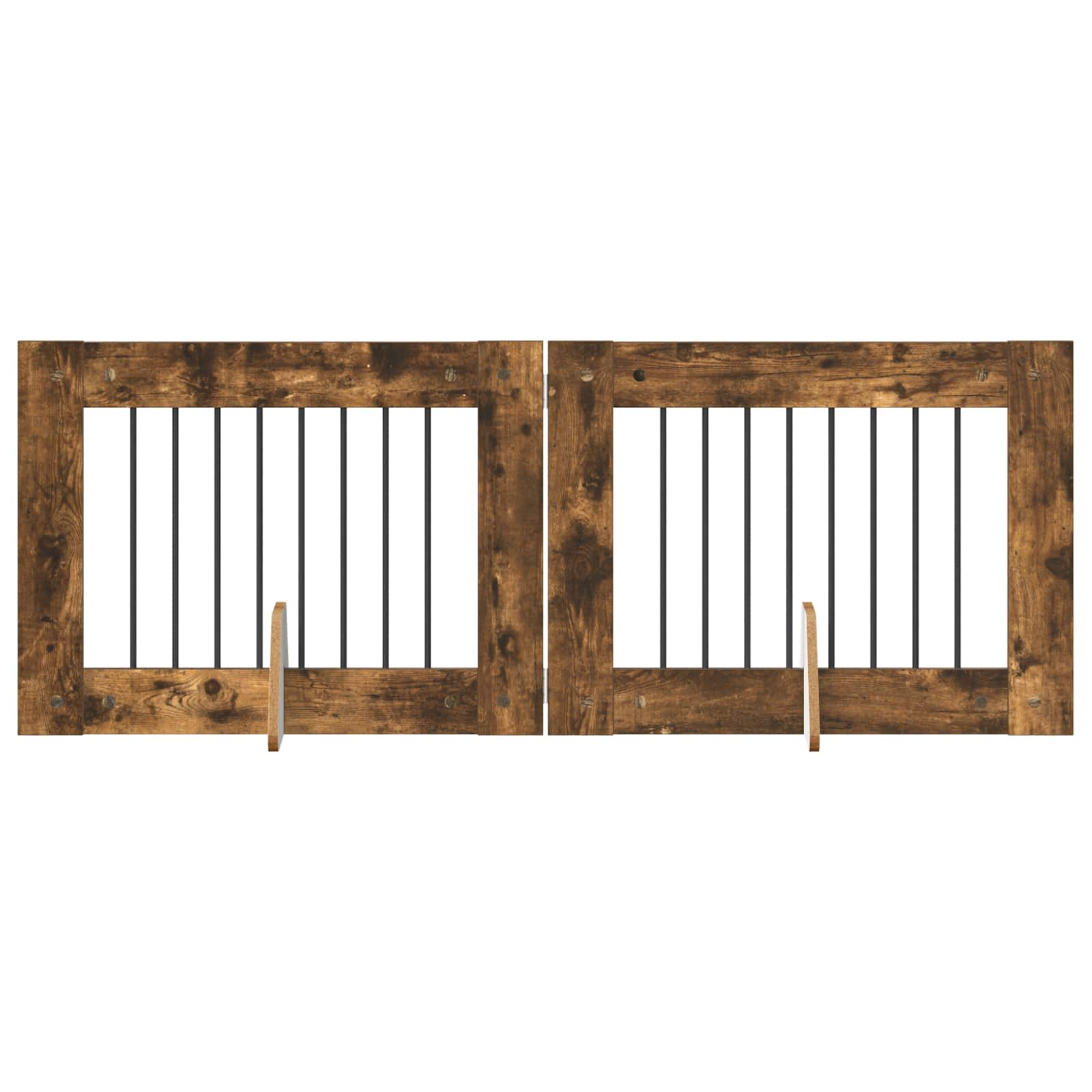 Fällbar hundgrind med stativ 2 pcs Rökt ek 160,5 cm