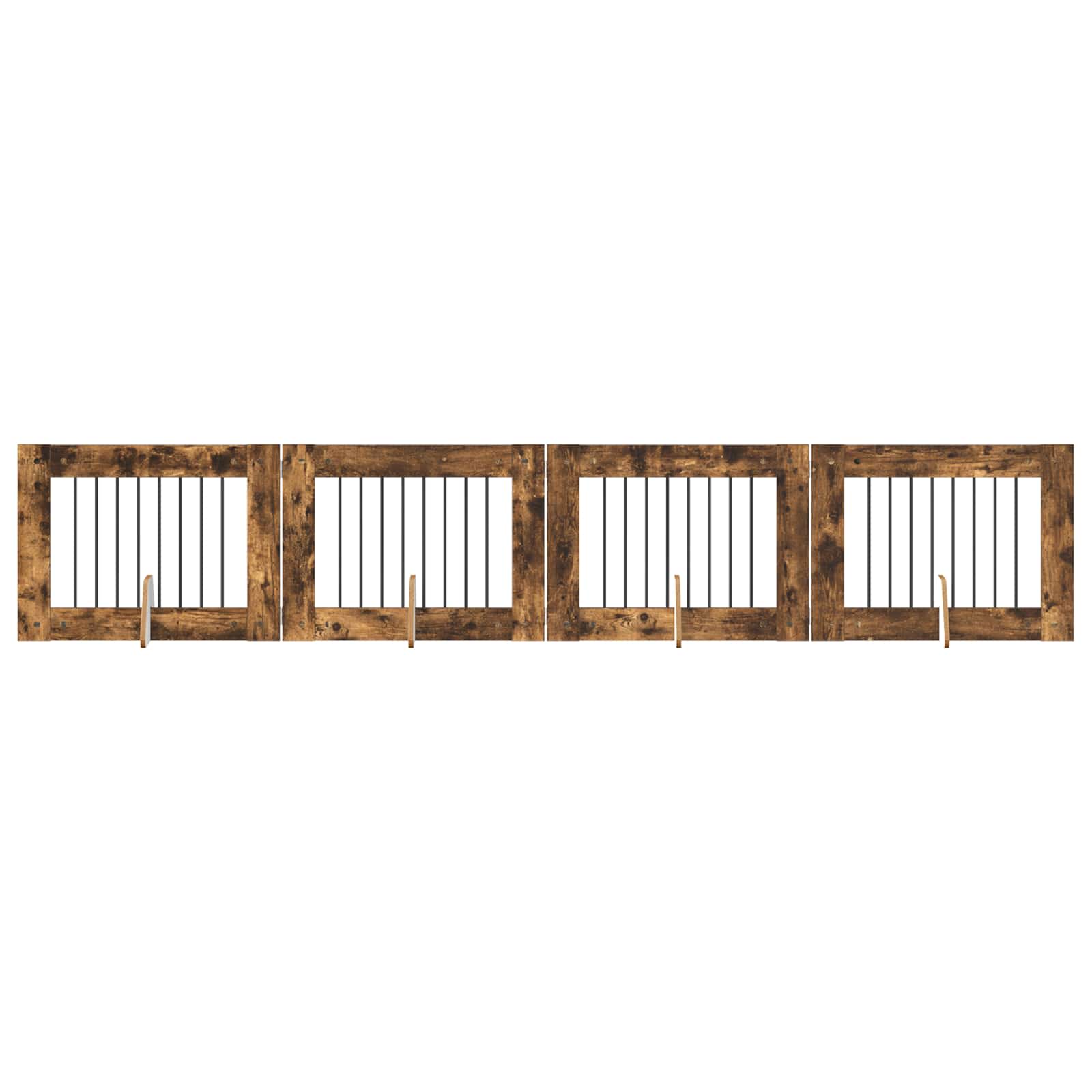 Fällbar hundgrind med stativ 4 pcs Rökt ek 321 cm