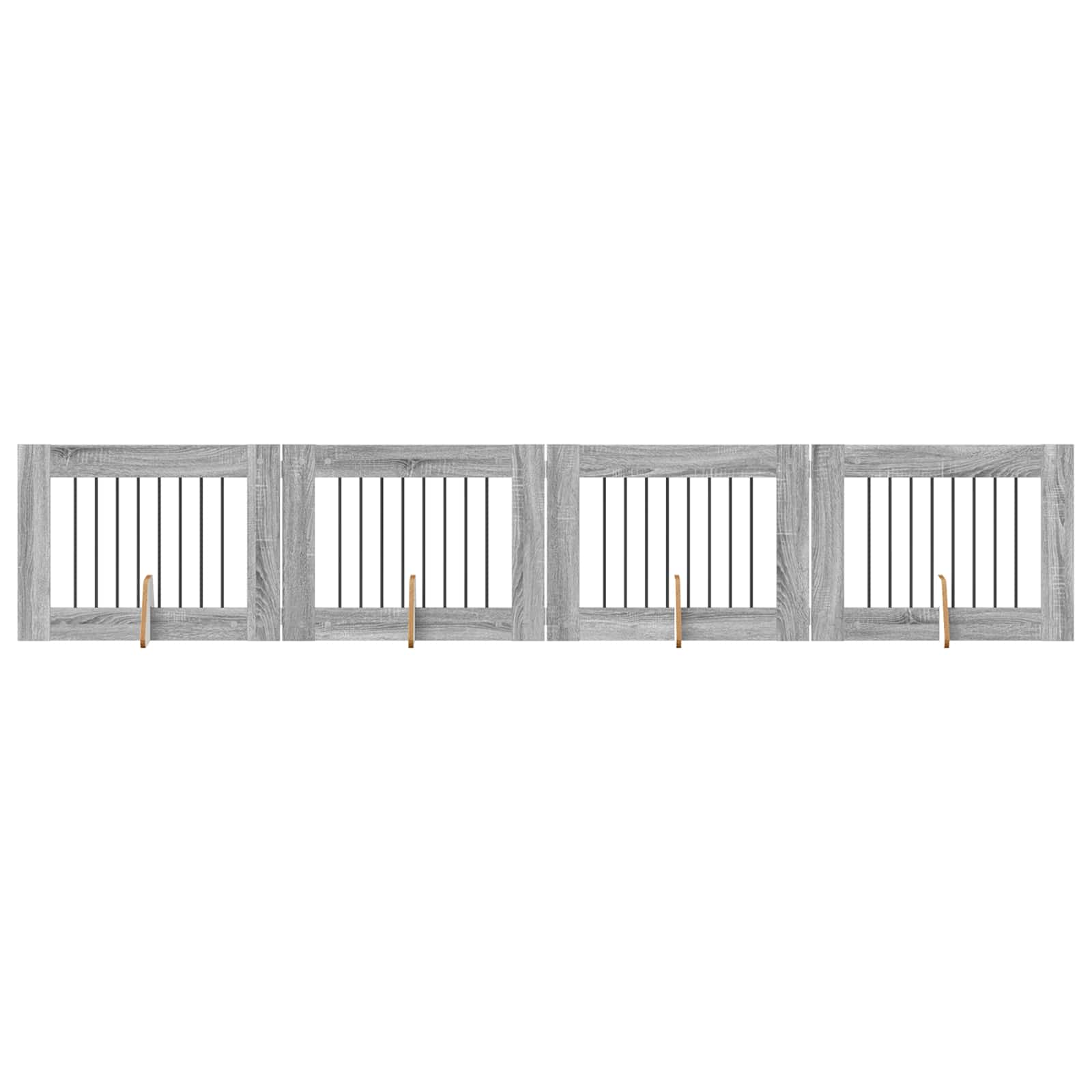 Fällbar hundgrind med stativ 4 pcs Grå sonoma-ek 321 cm