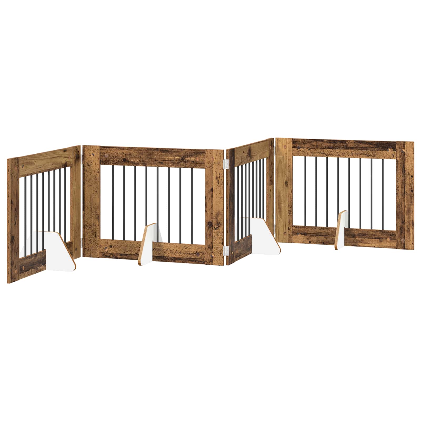 Fällbar hundgrind med stativ 4 pcs Gammalt trä 321 cm